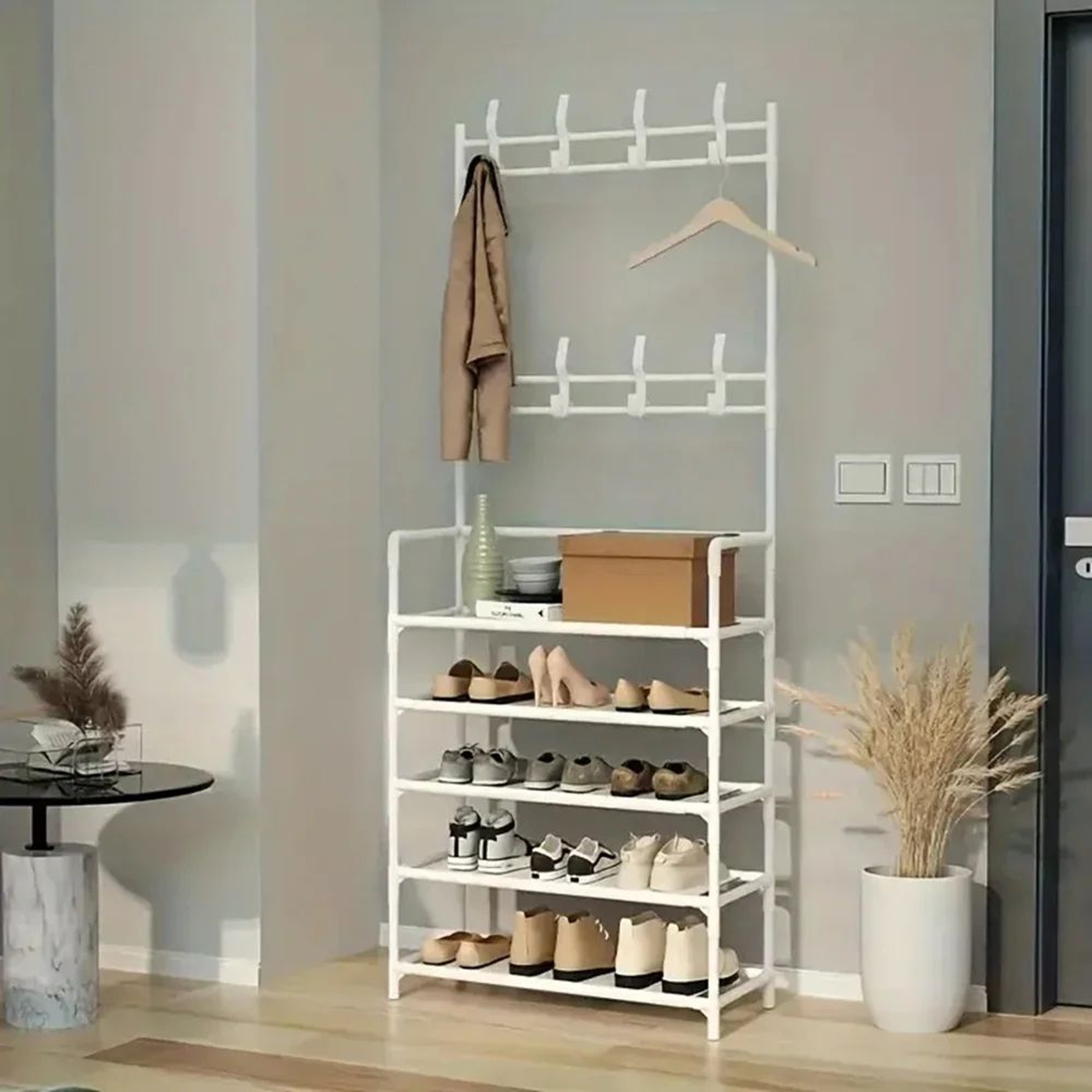 45 Tier Multifunctional Plastic Storage Rack Organizer Floor Standing Shoe  Clothes Shelf Easy Asse 0