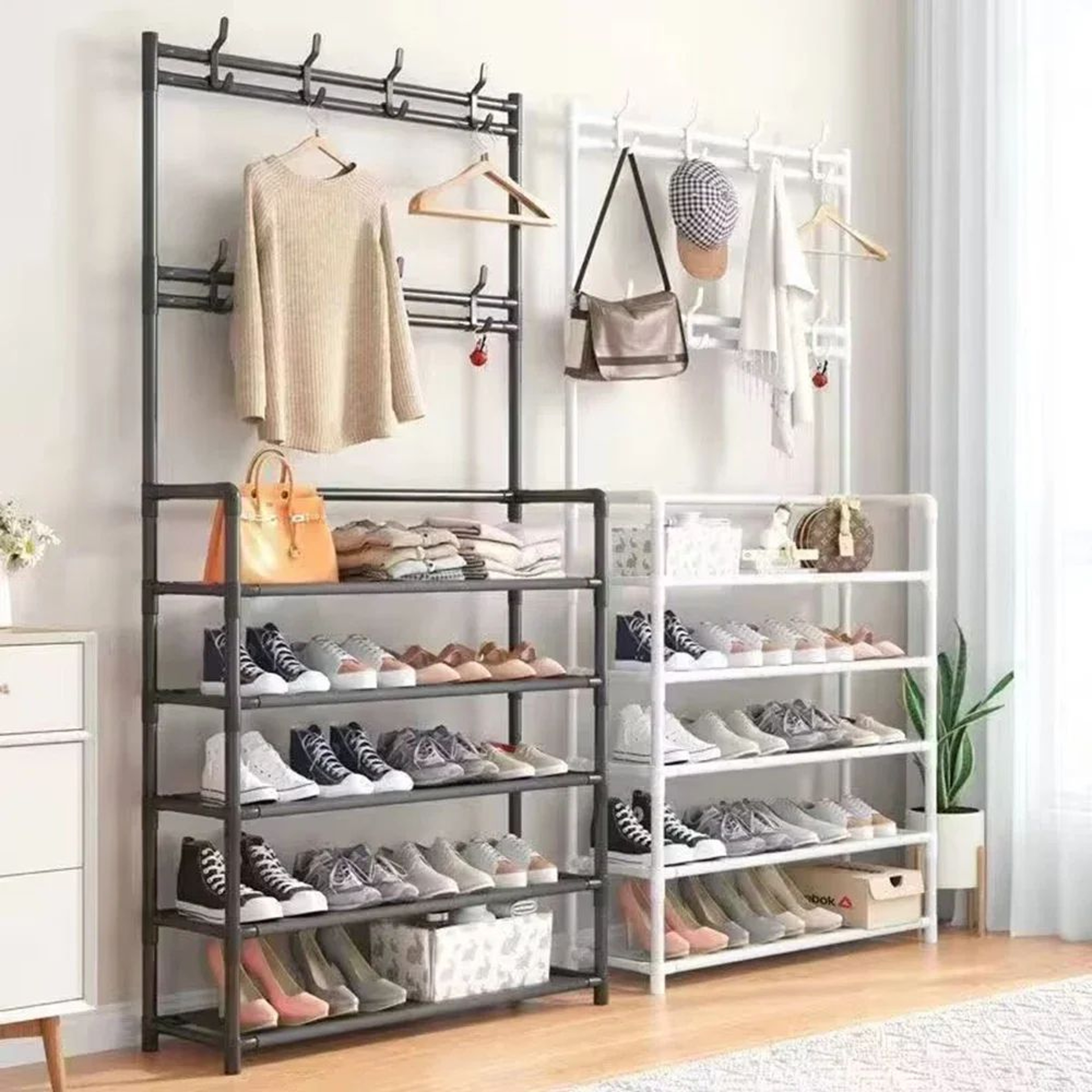 45 Tier Multifunctional Plastic Storage Rack Organizer Floor Standing Shoe  Clothes Shelf Easy Asse 1
