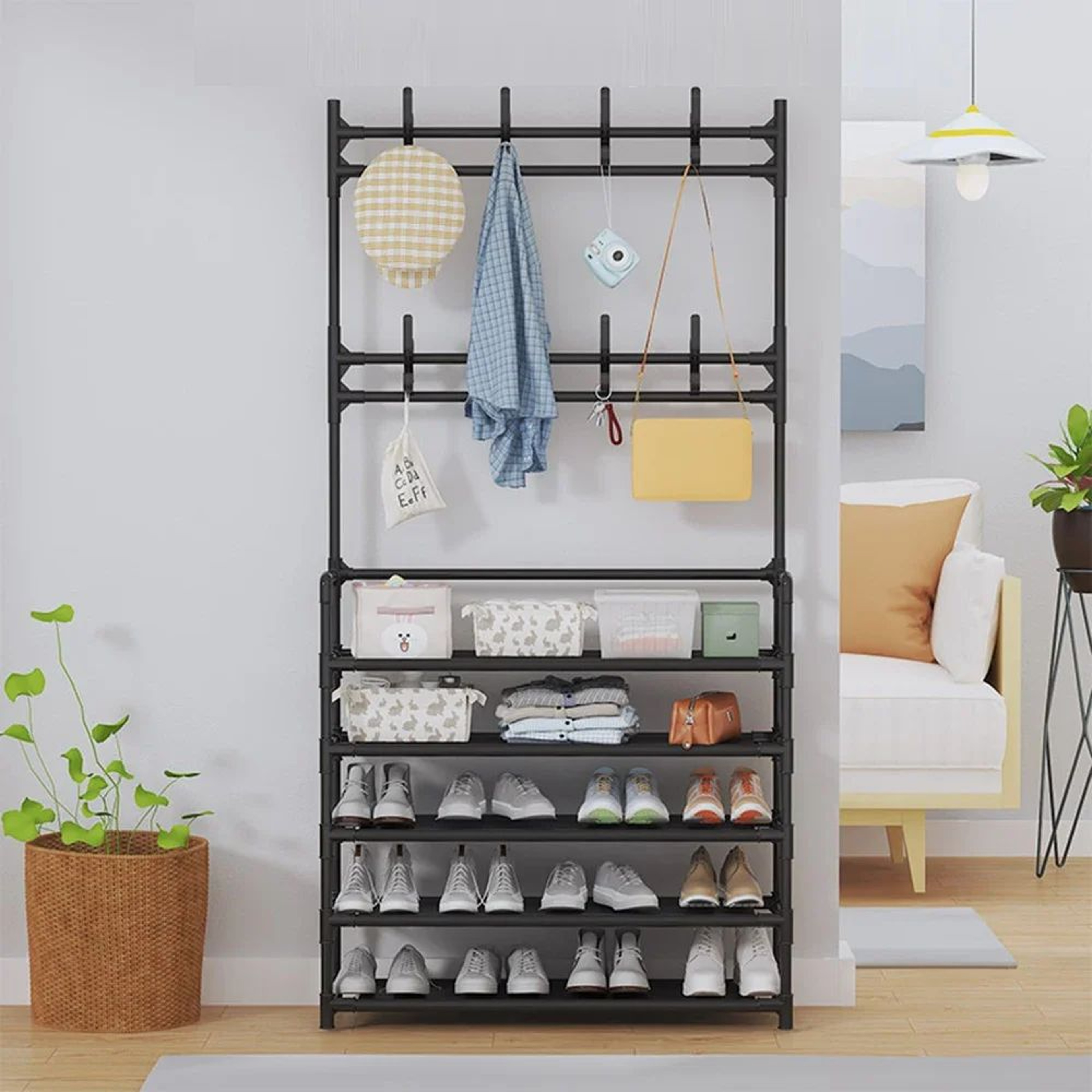 45 Tier Multifunctional Plastic Storage Rack Organizer Floor Standing Shoe  Clothes Shelf Easy Asse 3