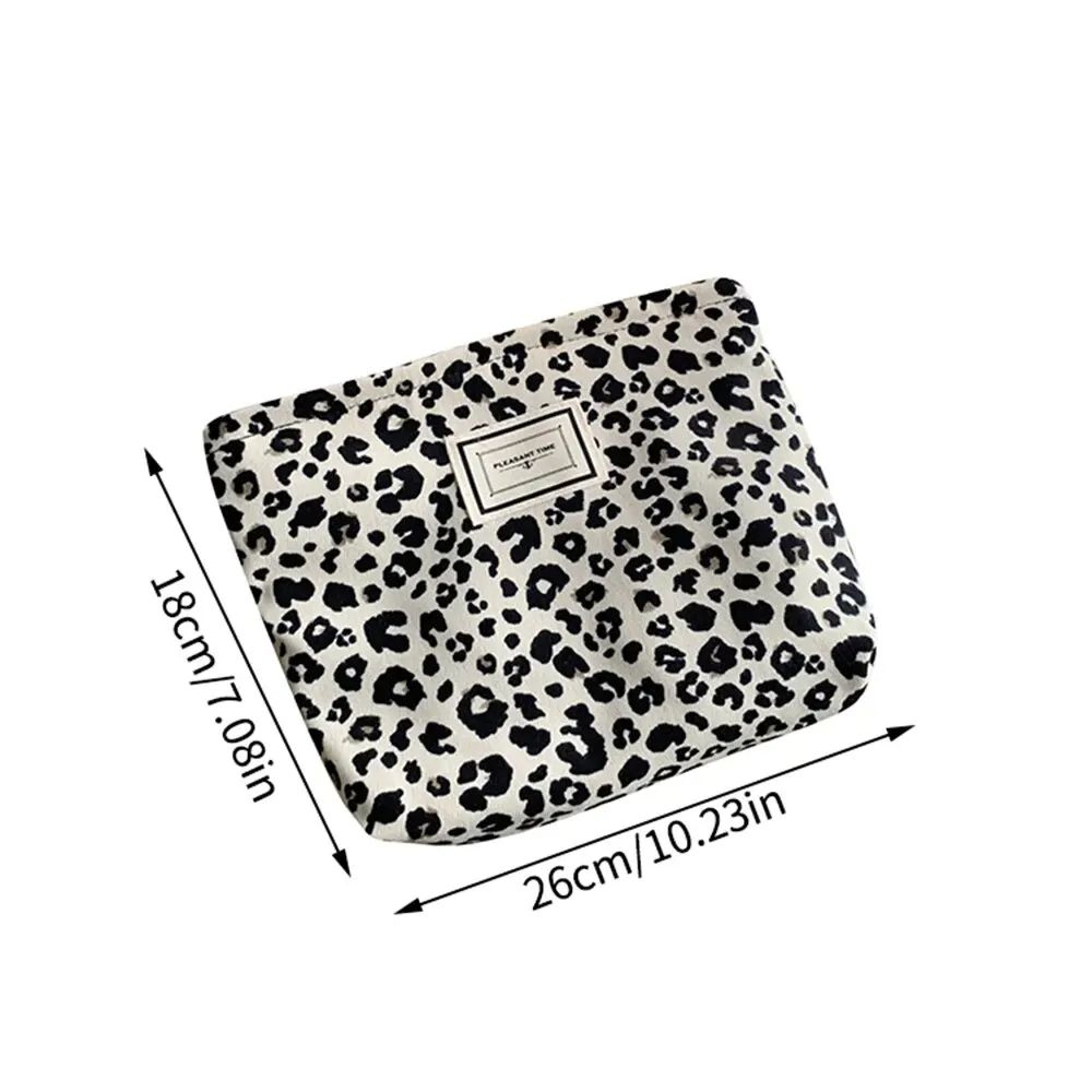 Leopard Print Canvas Makeup Bag Western Style Cosmetic Organizer Pouch With Zipper Portable Phone   5