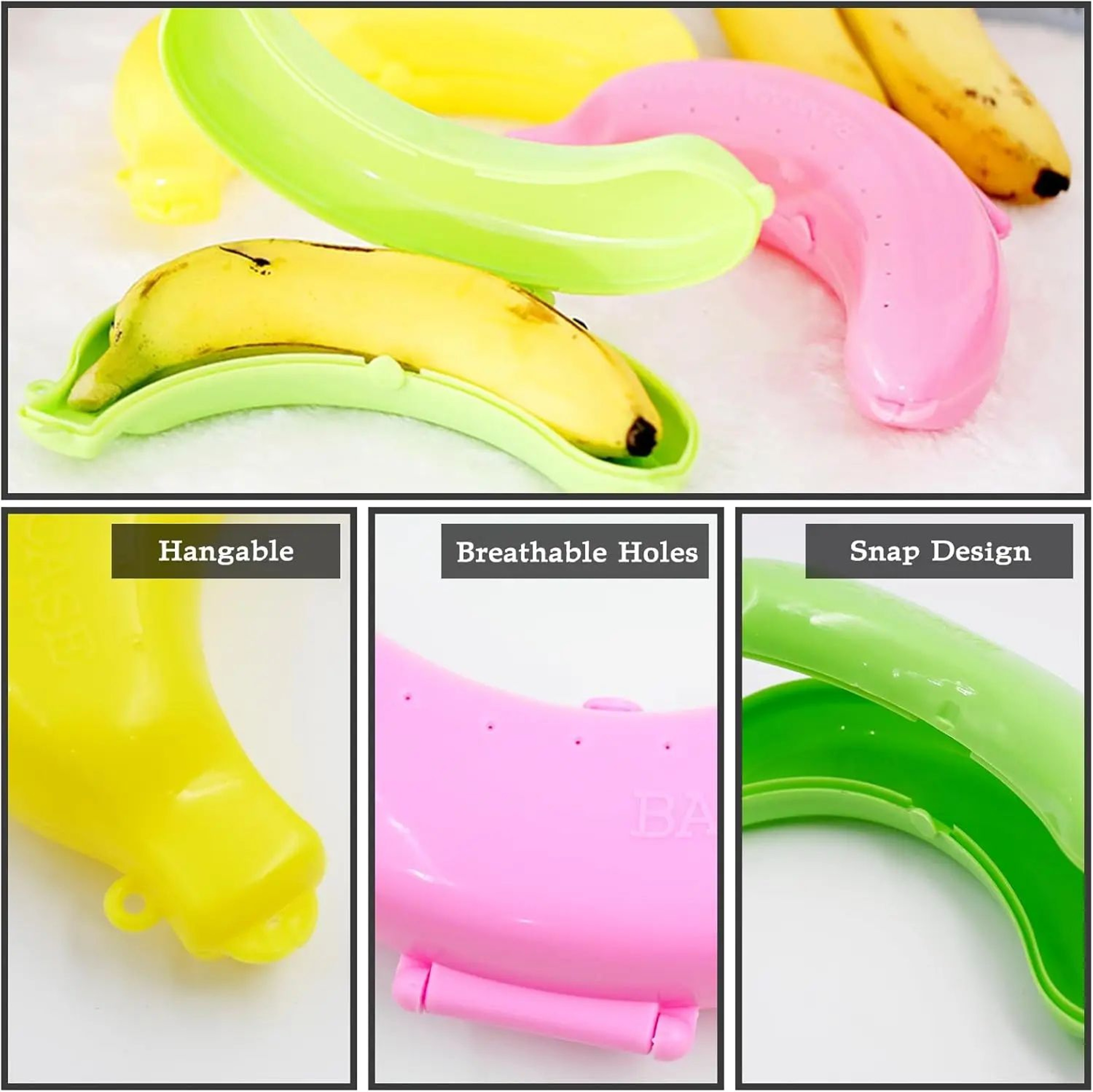Banana Case Protector Box Hard Shell Banana Holder For Travel Lunch Bags Plastic Storage Container  3