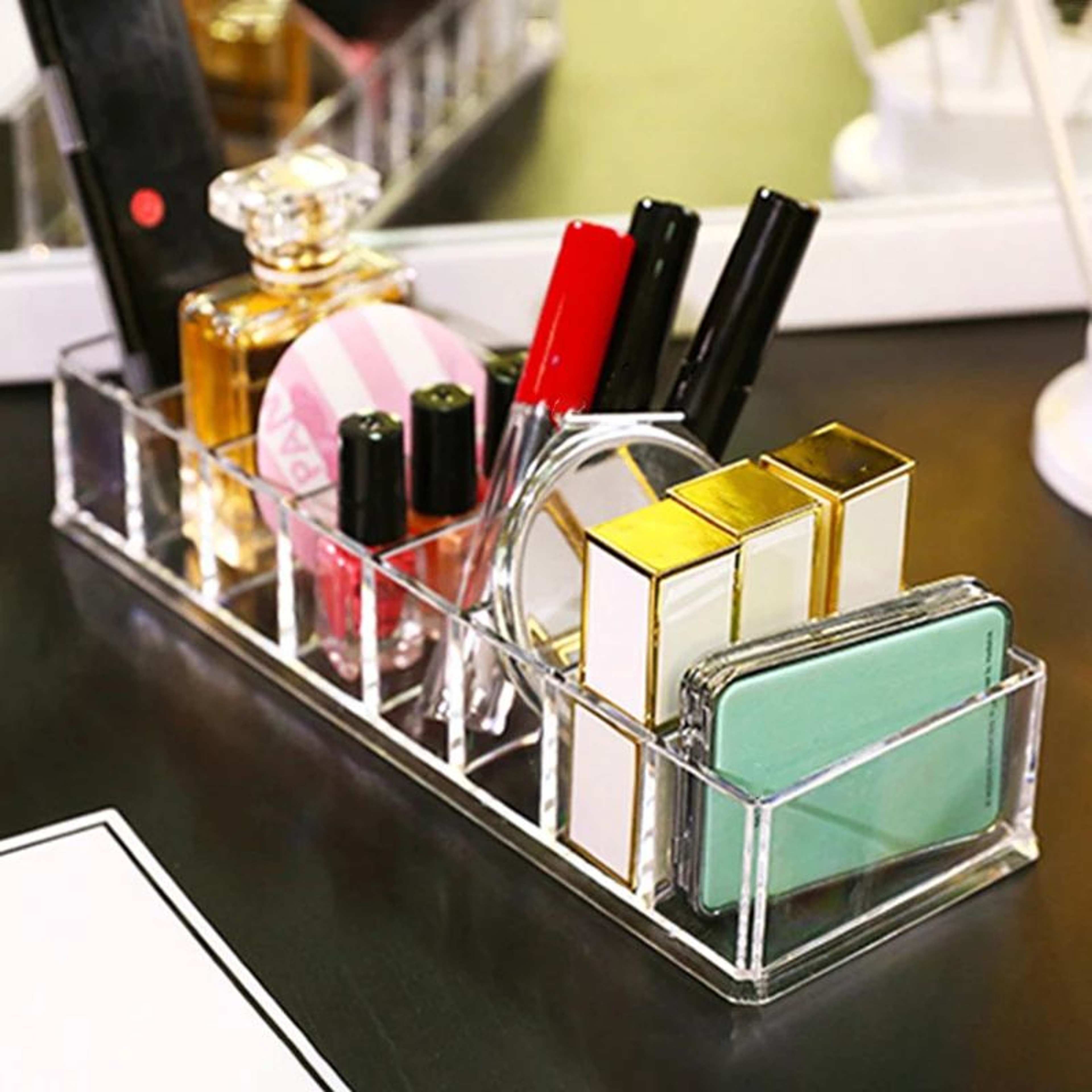 8Cell Cosmetic Storage Box Organizer  Lipstick Rack  Nail Polish Display Stand With Powder Storage  2