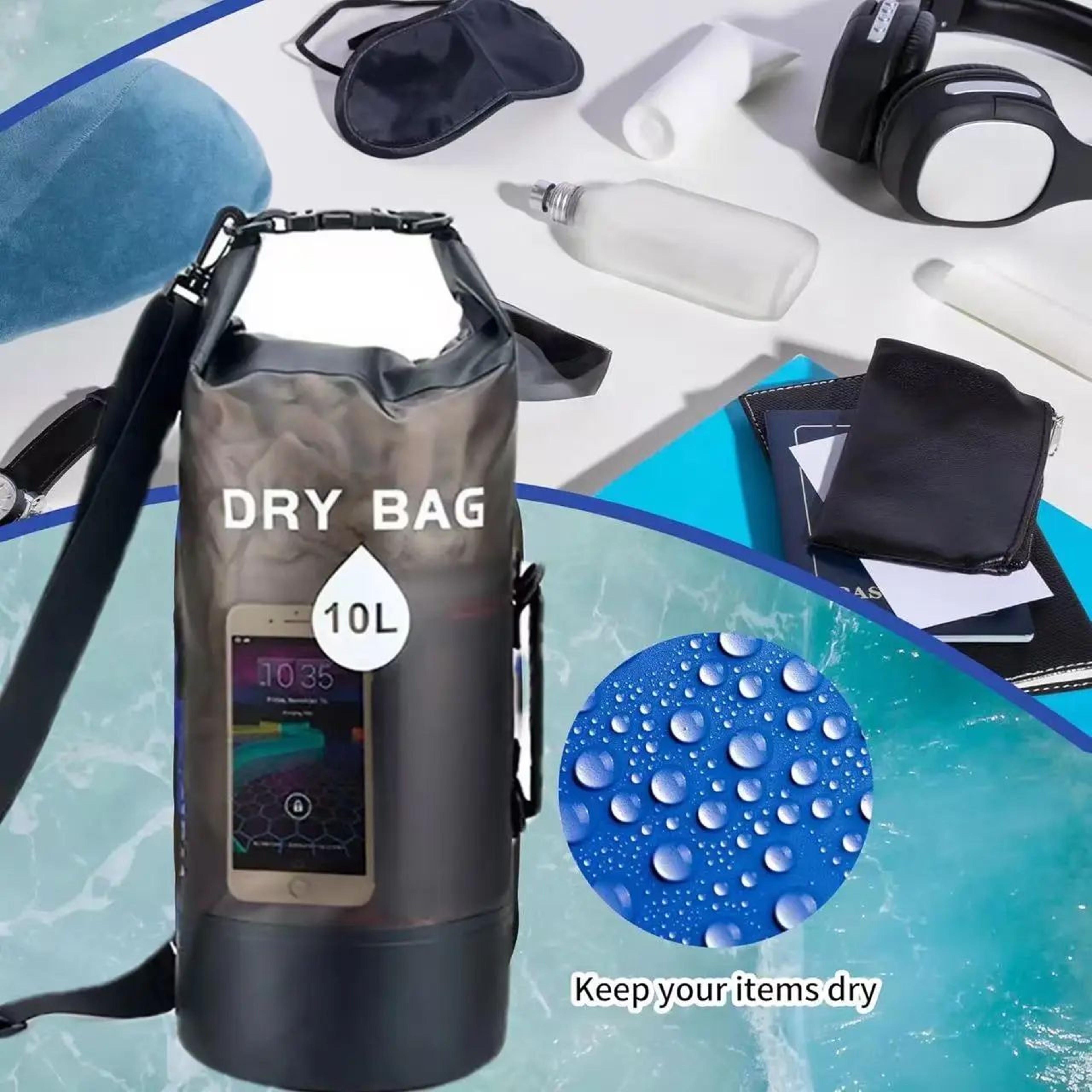 Waterproof PVC Dry Bag Backpack With Drawstring  Beach Swimming Sack For Travel Camping Hiking Surf 1