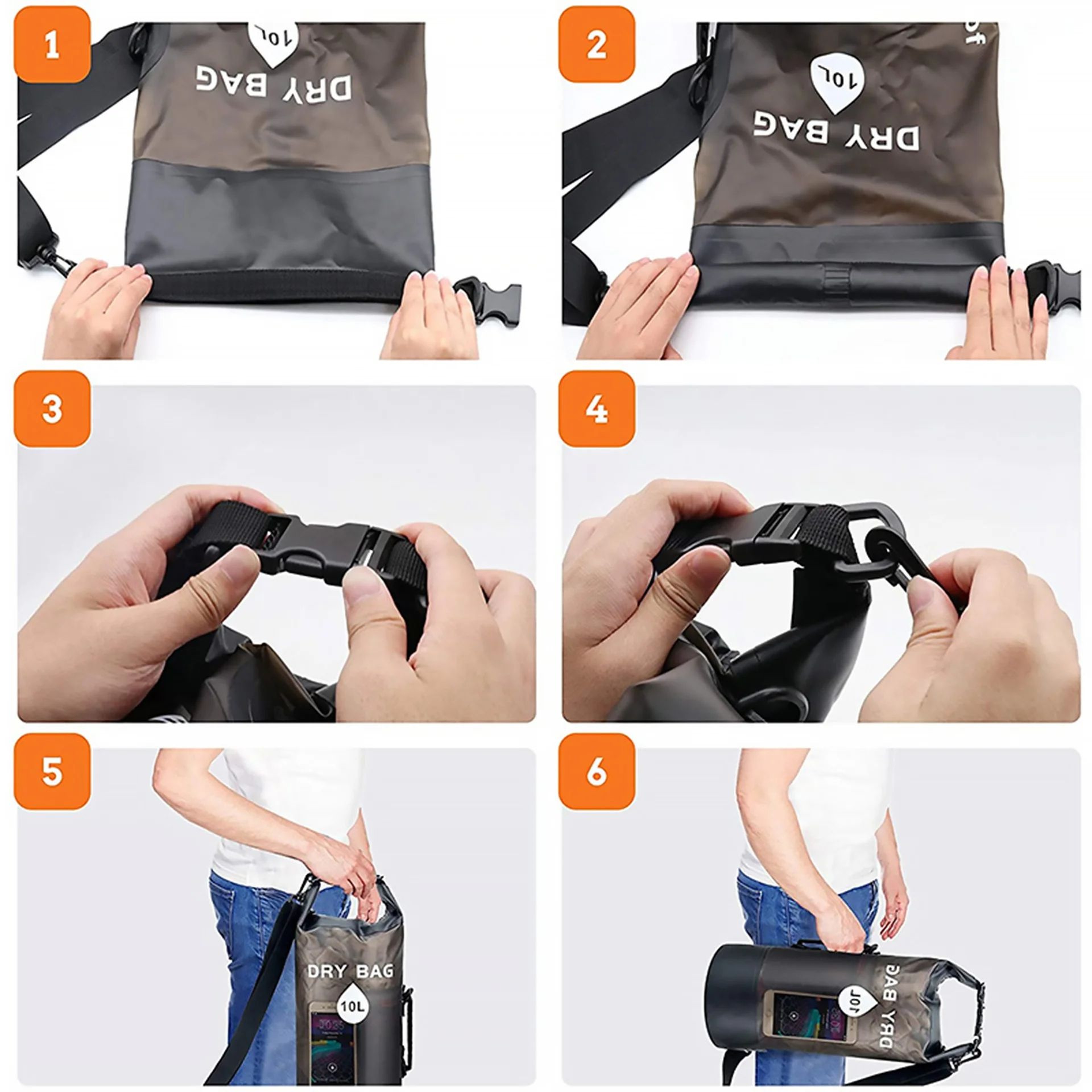 Waterproof PVC Dry Bag Backpack With Drawstring  Beach Swimming Sack For Travel Camping Hiking Surf 5