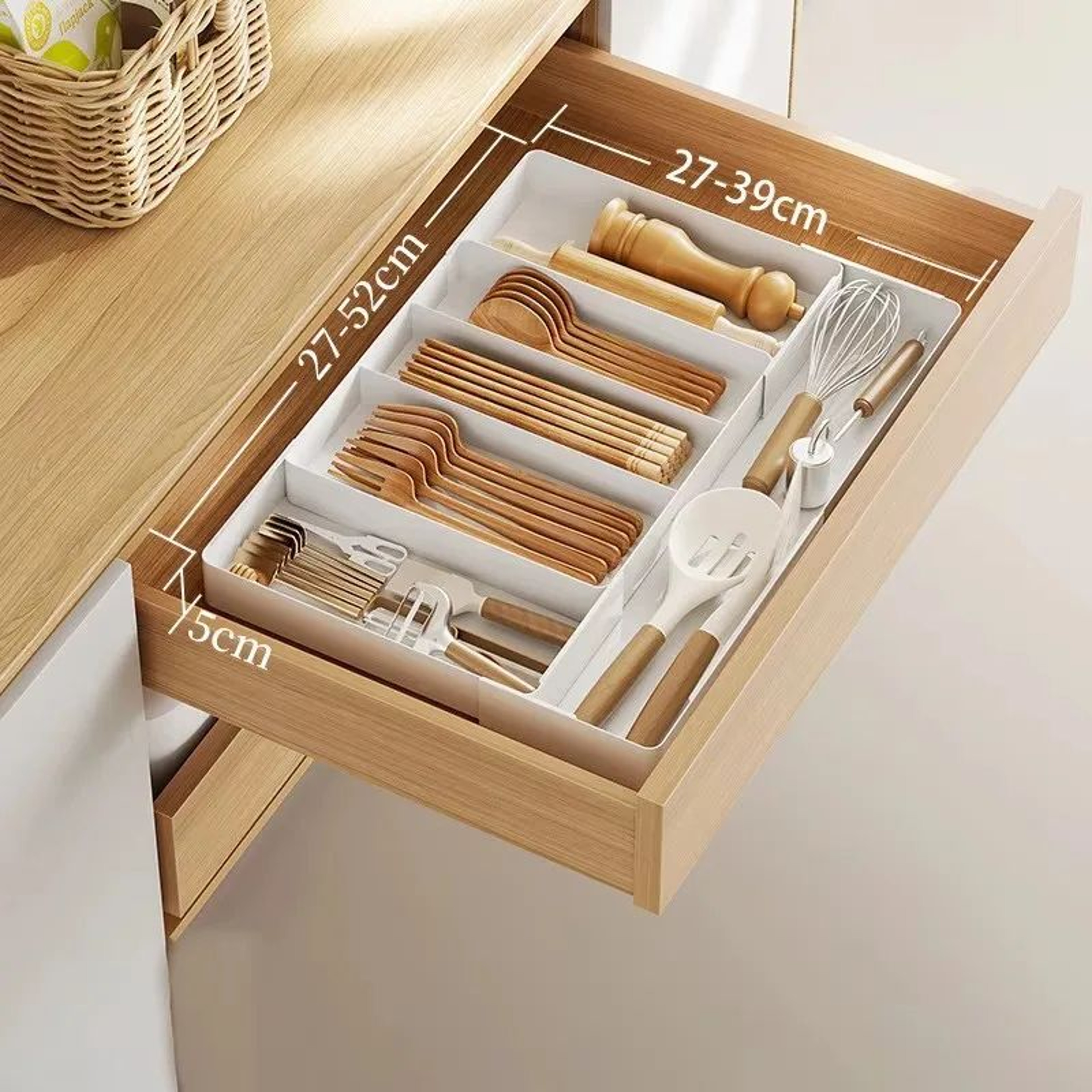 Expandable Adjustable Drawer Organizer Cutlery Tray  Versatile Kitchen Utensil Holder For Spoons Fo 6