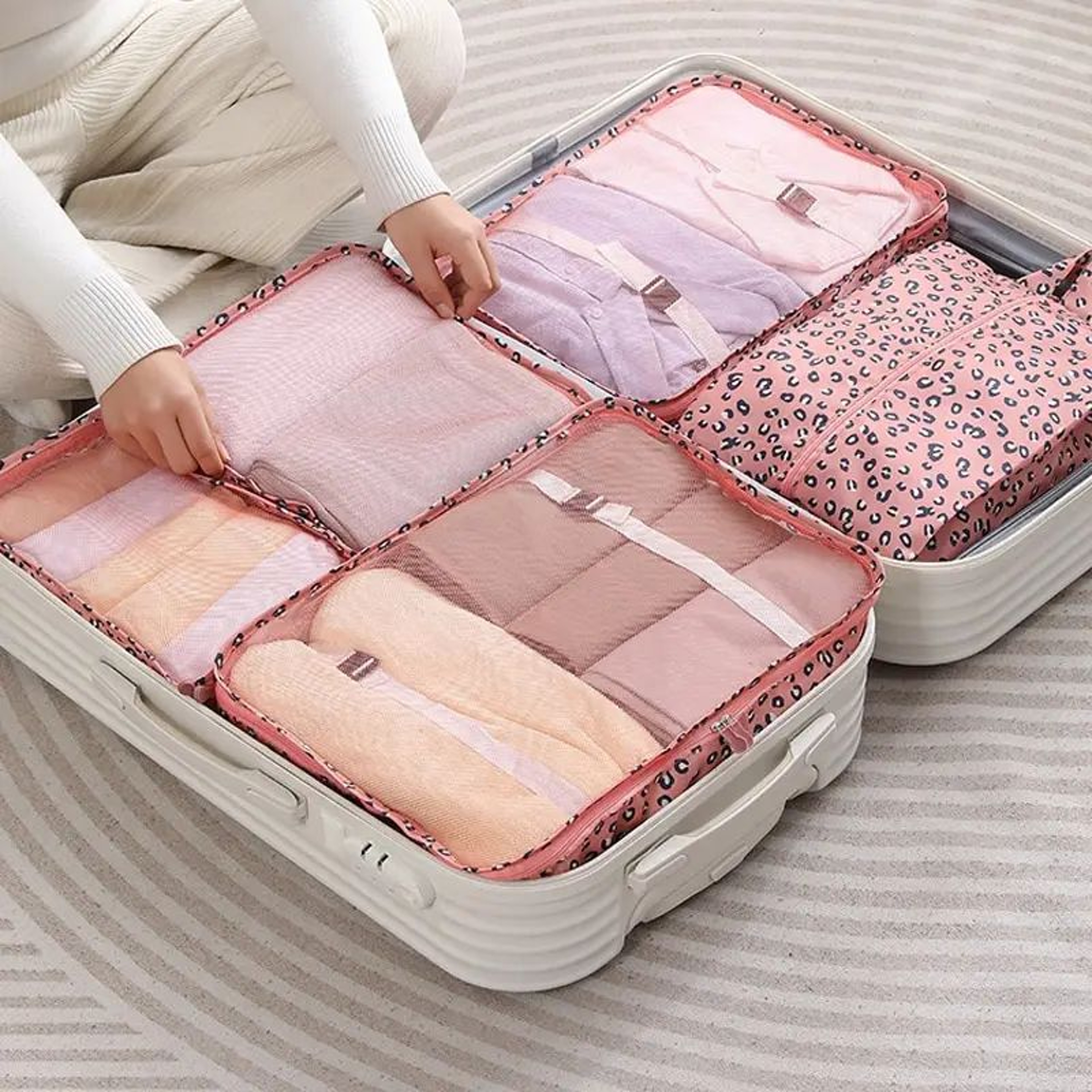 6Piece Travel Storage Bag Set For Suitcases  Clothing Organizer Packing Cubes With Mesh  Waterproof 0
