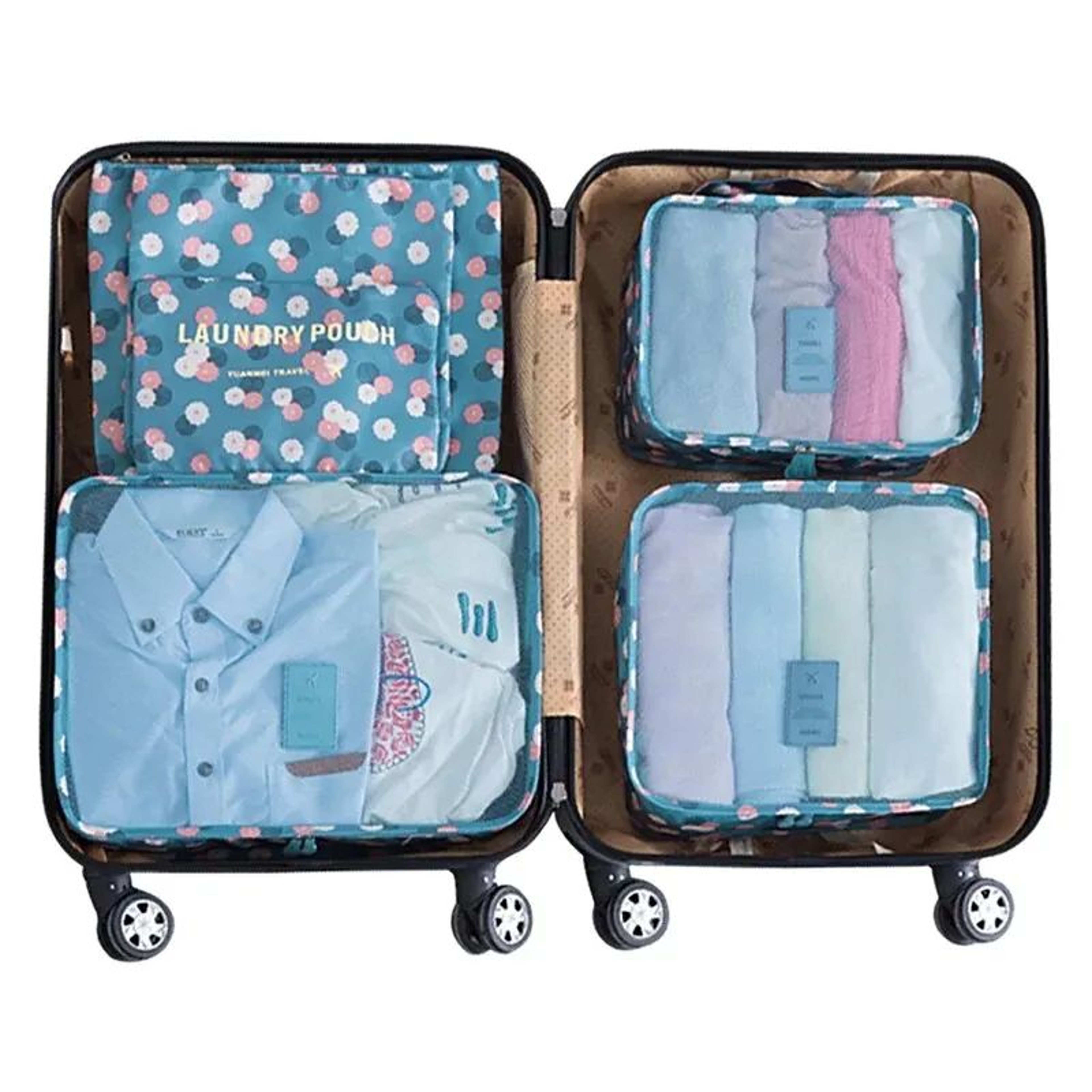 6Piece Travel Storage Bag Set For Suitcases  Clothing Organizer Packing Cubes With Mesh  Waterproof 4