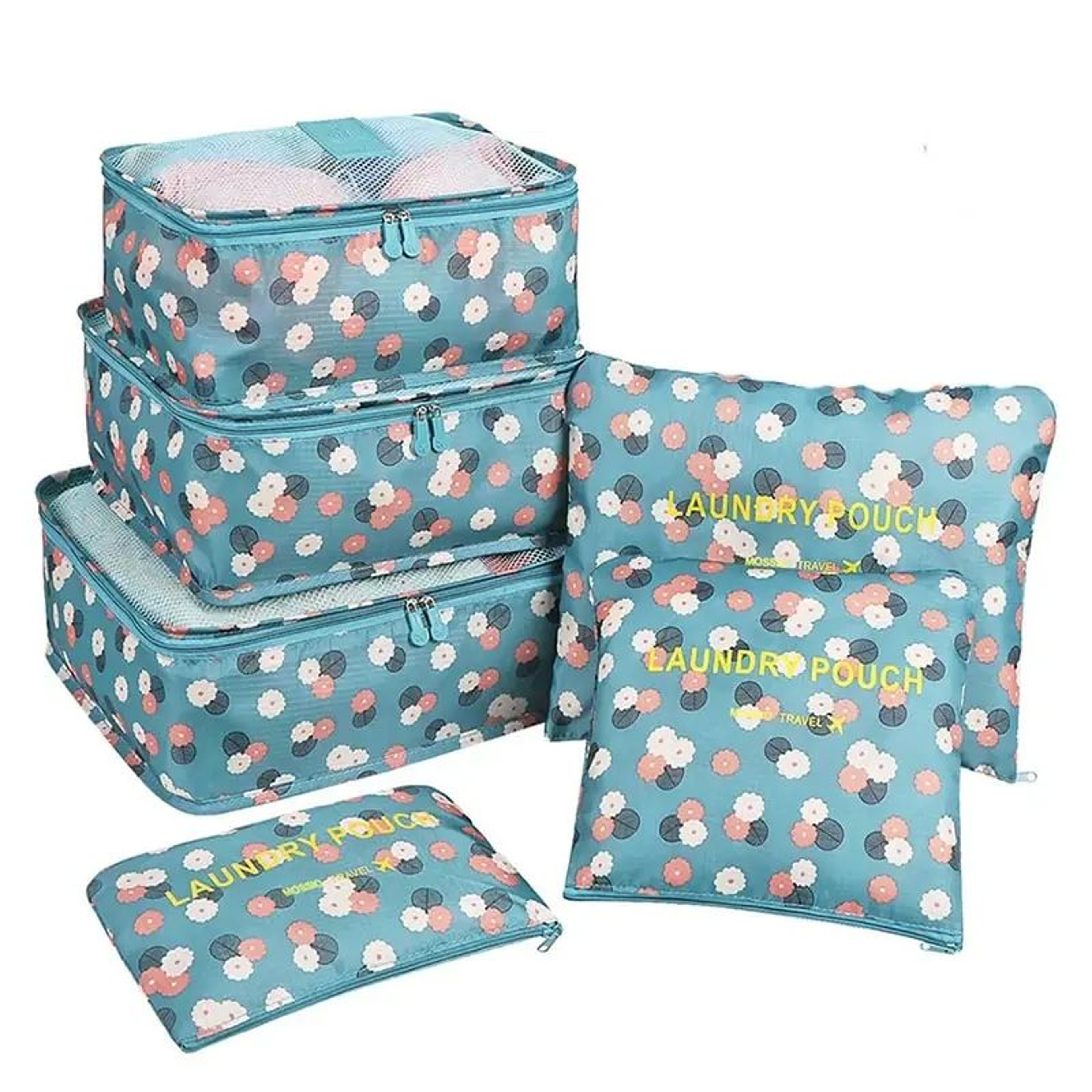 6Piece Travel Storage Bag Set For Suitcases  Clothing Organizer Packing Cubes With Mesh  Waterproof 6