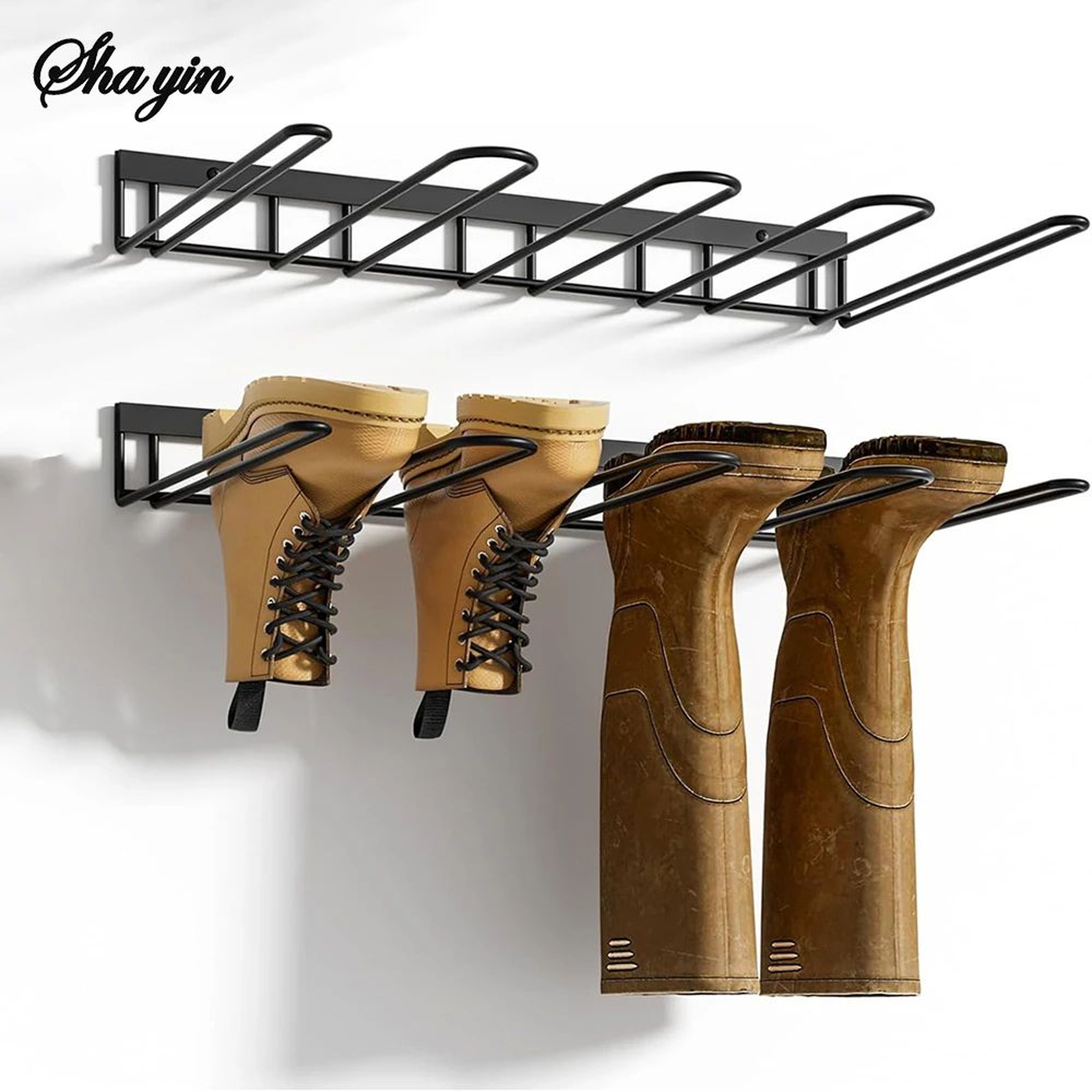 Wall Mounted Metal Boot Rack Organizer 4 Pair  Sturdy AntiRust Boot Hanger For Closet Entryway Gara 5