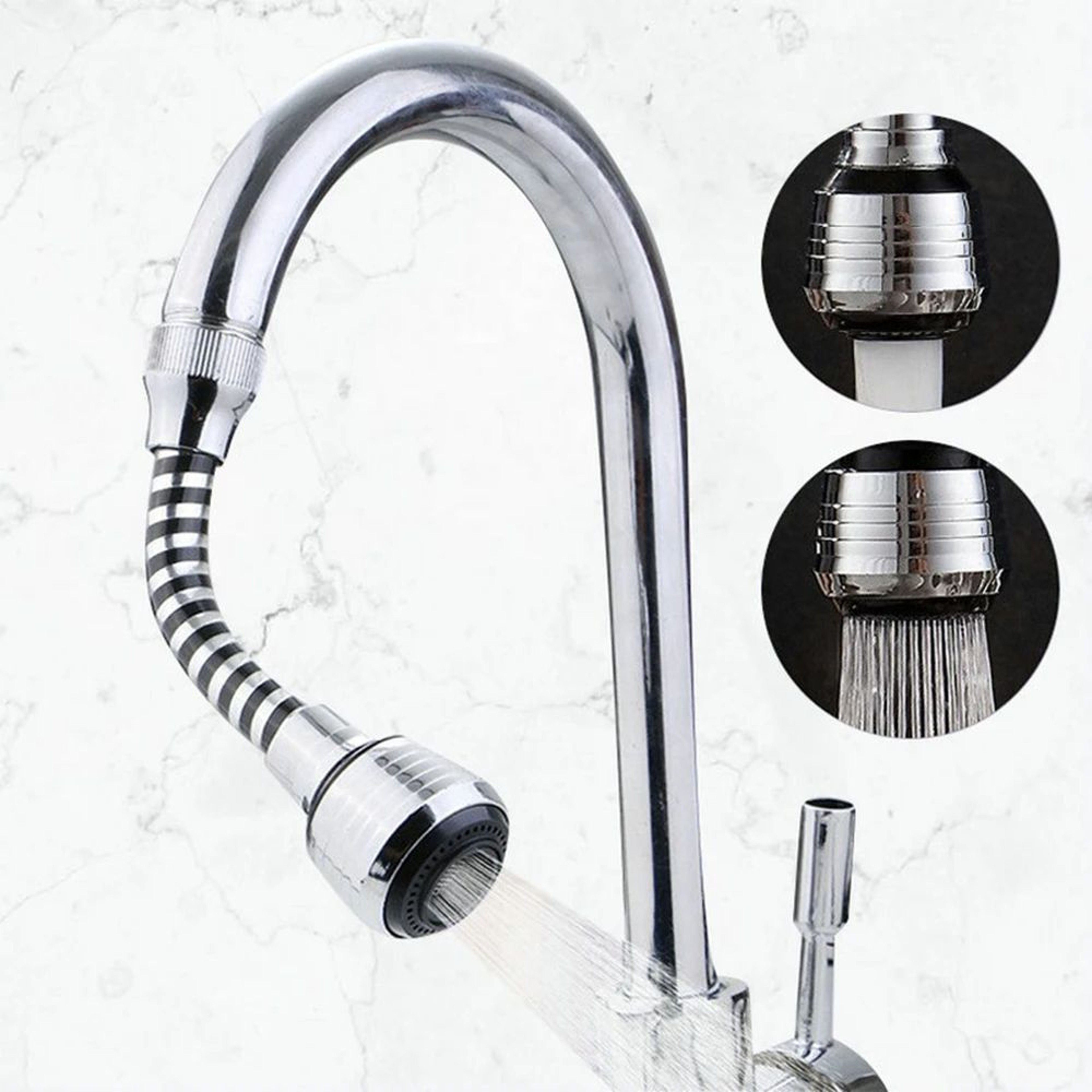 SplashProof Kitchen Faucet Aerator With Soft Foaming Spray  Pressurized Water Saver Nozzle Long Thr 1