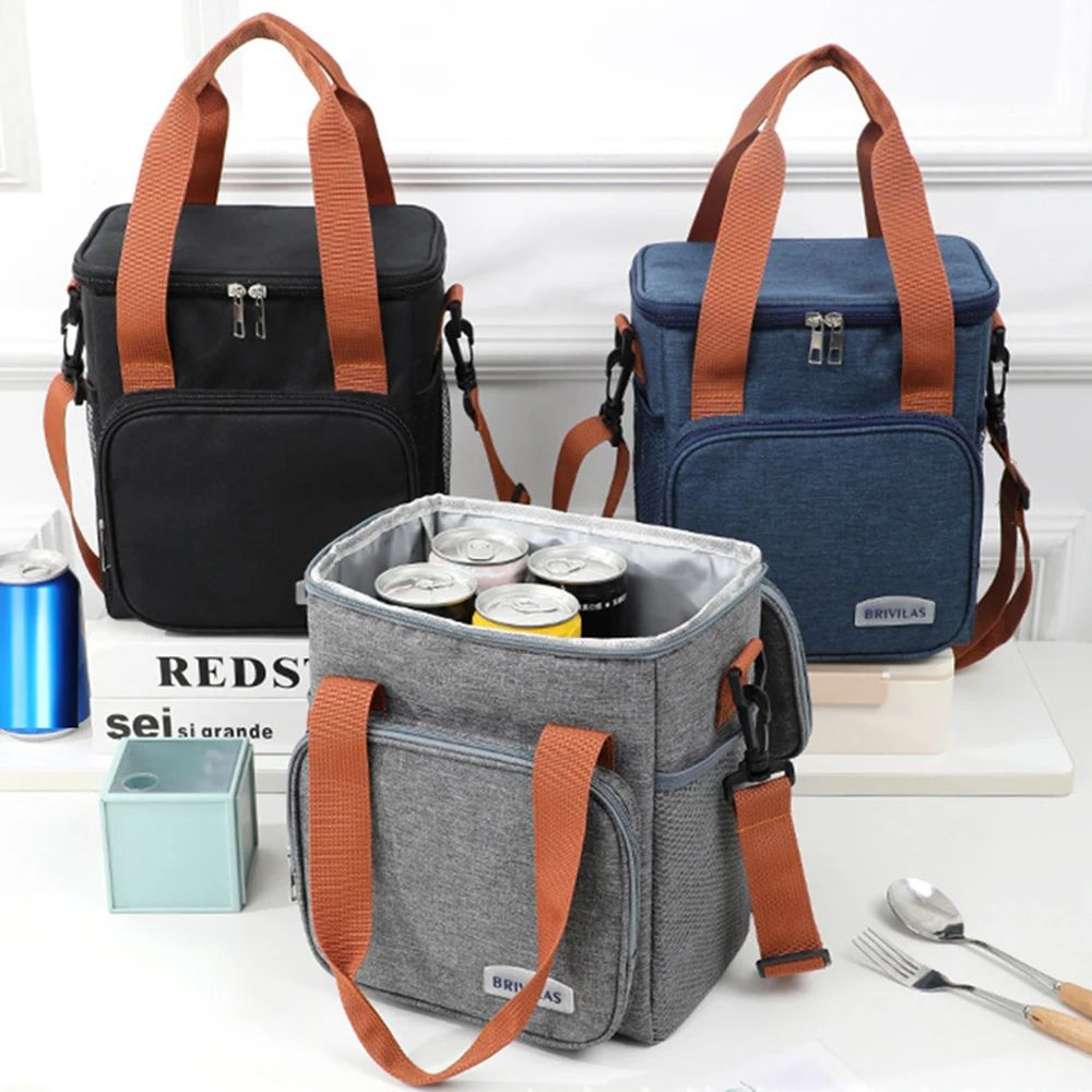 Fashion Crossbody Insulated Lunch Bag  Large Capacity Thermal Food Organizer For Work Travel Busine 4