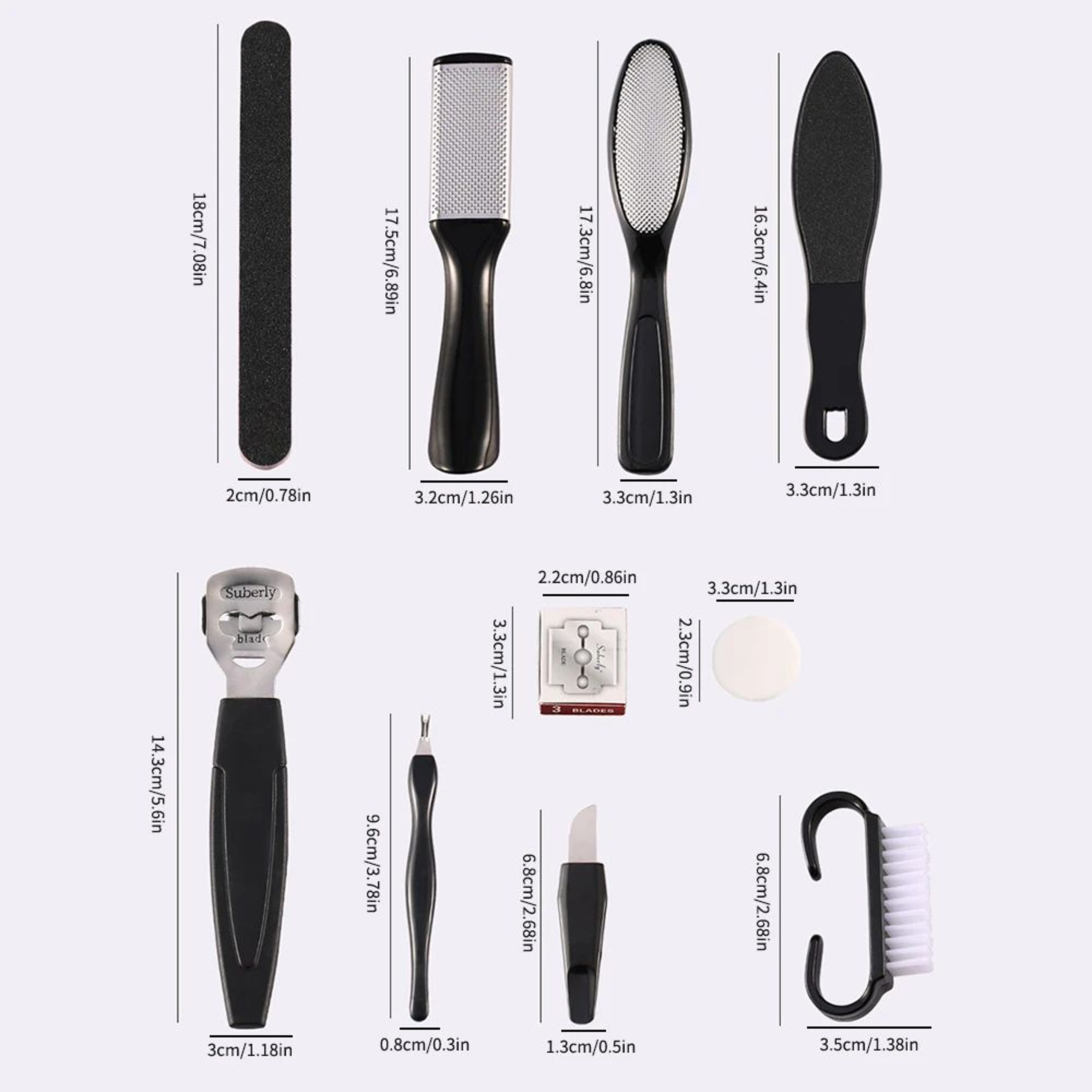 Pedicure Foot Care Tool Set  Stainless Steel Callus Remover  DoubleSided Exfoliating Foot Scrub Bru 5