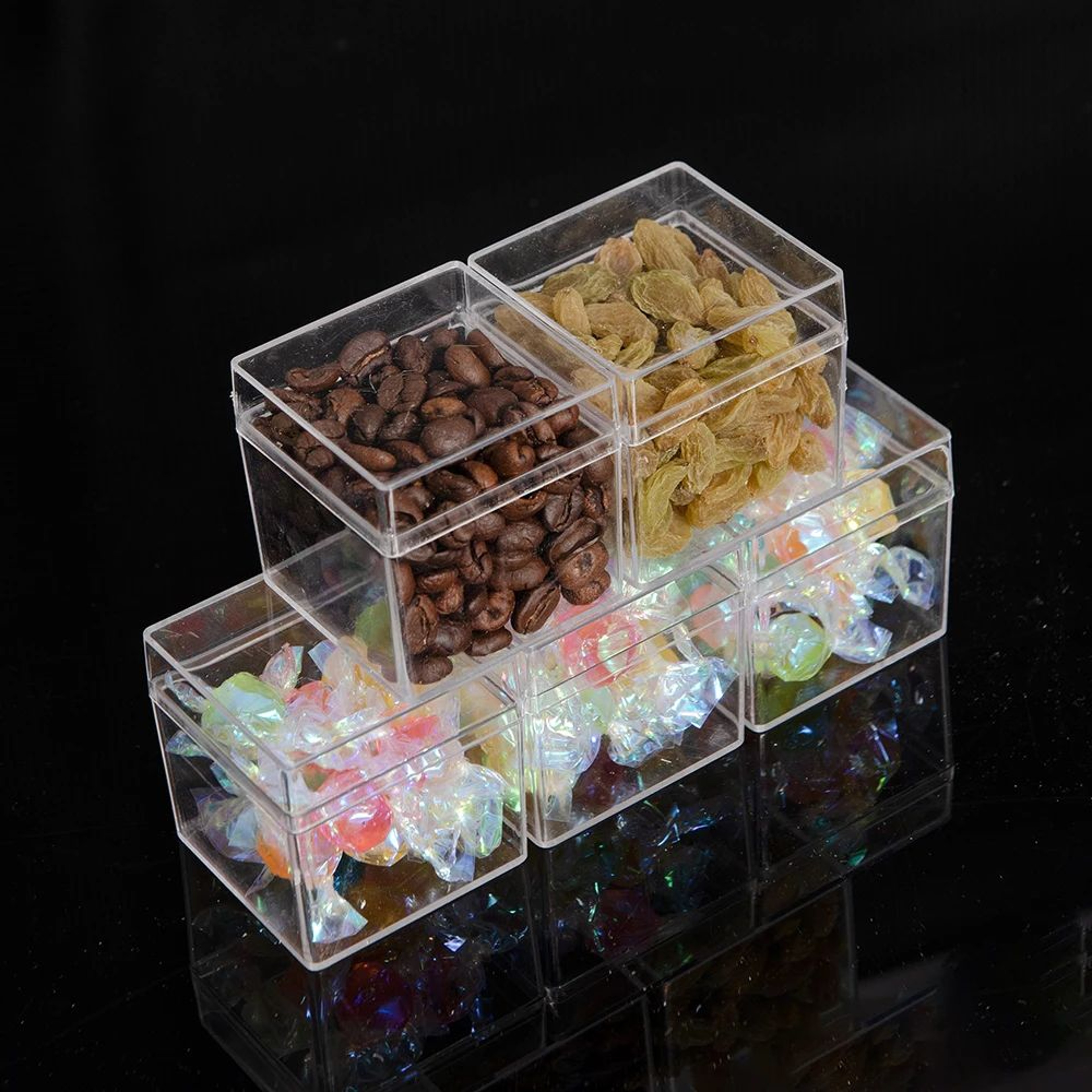 Food Grade Transparent Square Plastic Storage Boxes With Open Top  Bottom Covers  Candy Nail Art Or 1