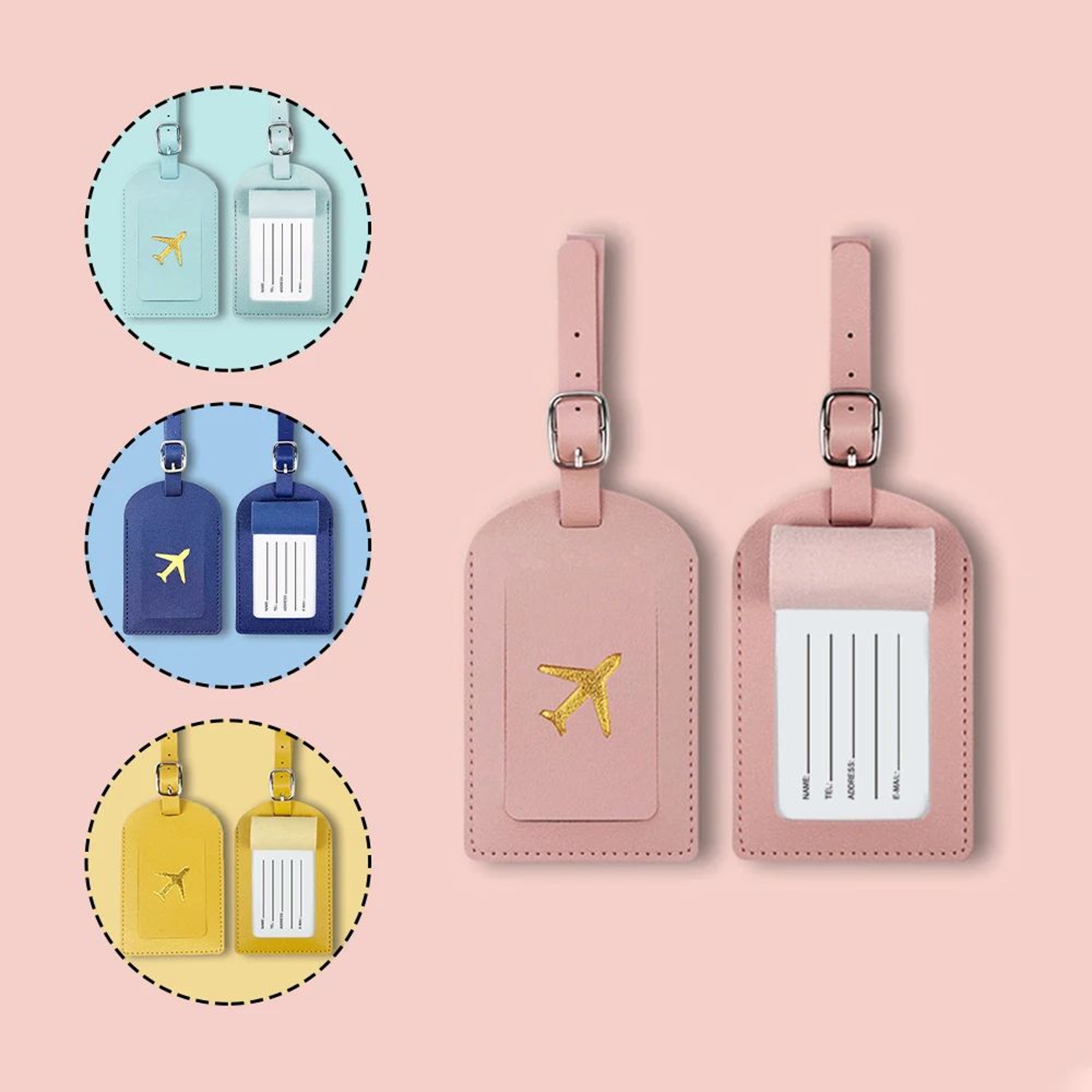 Hot Stamping PU Leather Travel Luggage Tag  Passport Cover Set  Thickened Handbag ID Label For Styl 0