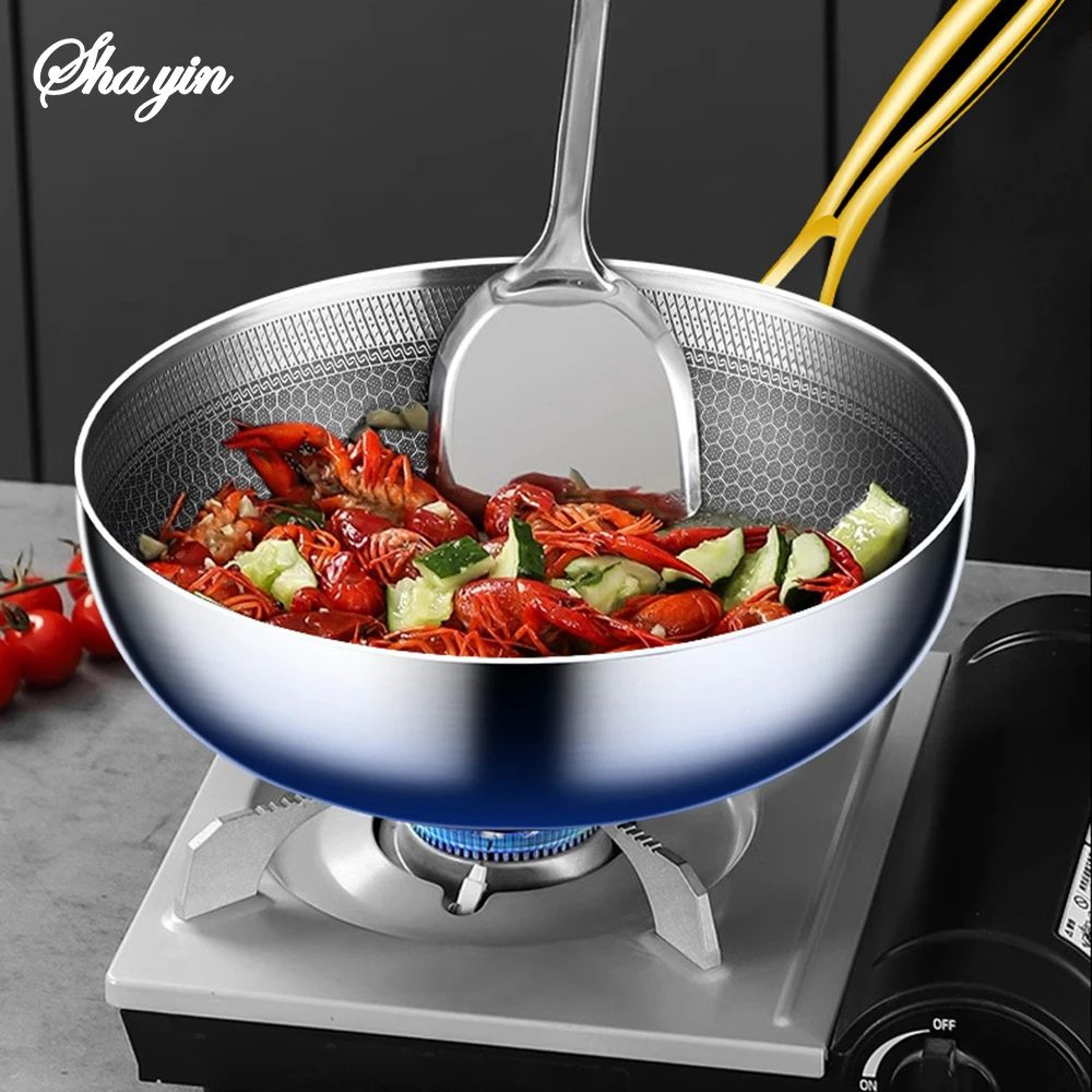 316 Stainless Steel Nonstick Honeycomb Frying Pan Wok  Induction  Gas Stove Compatible Steak Saucep 2