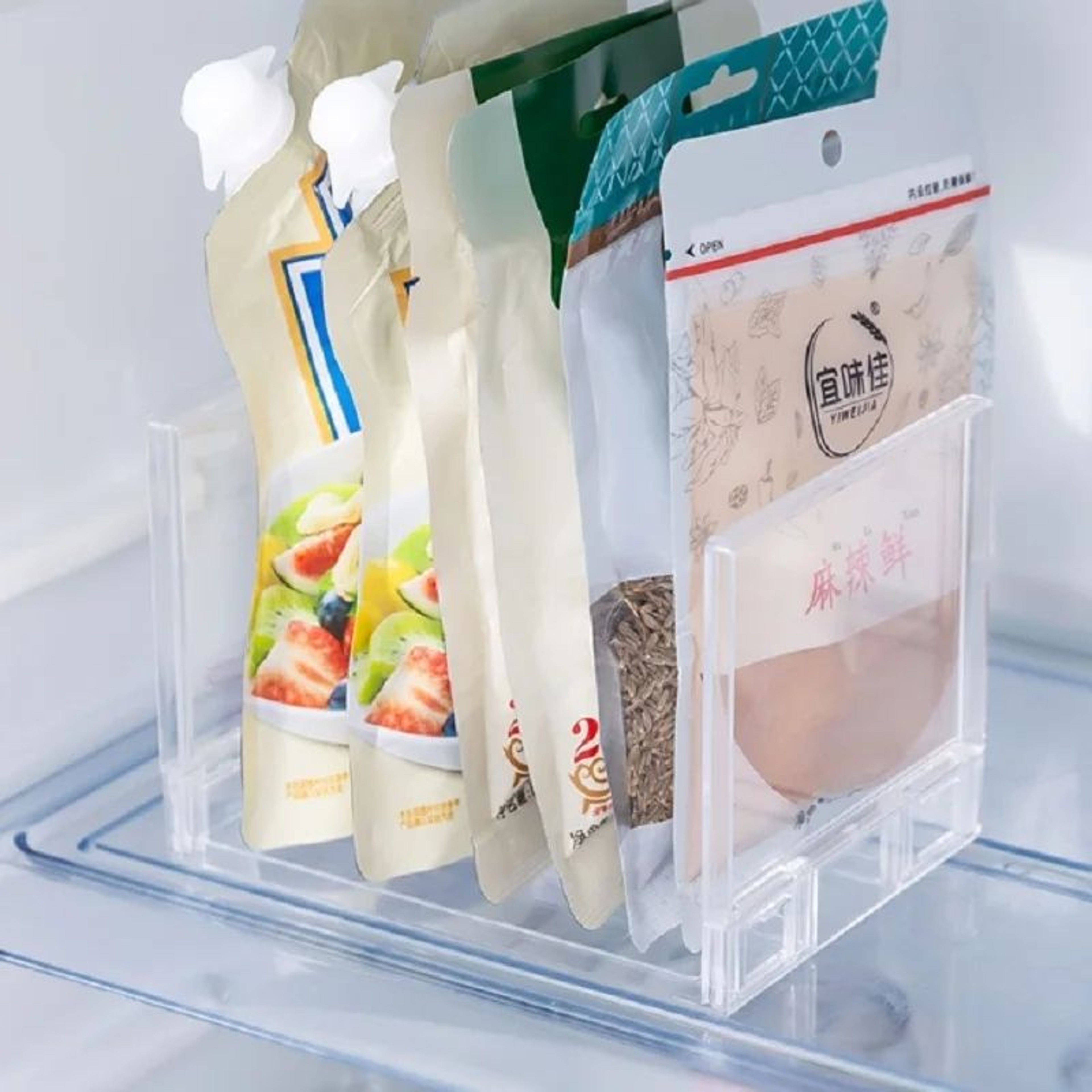 Detachable Transparent Refrigerator Storage Rack With Partition Board  SnapOn Foldable Fridge Organ 3