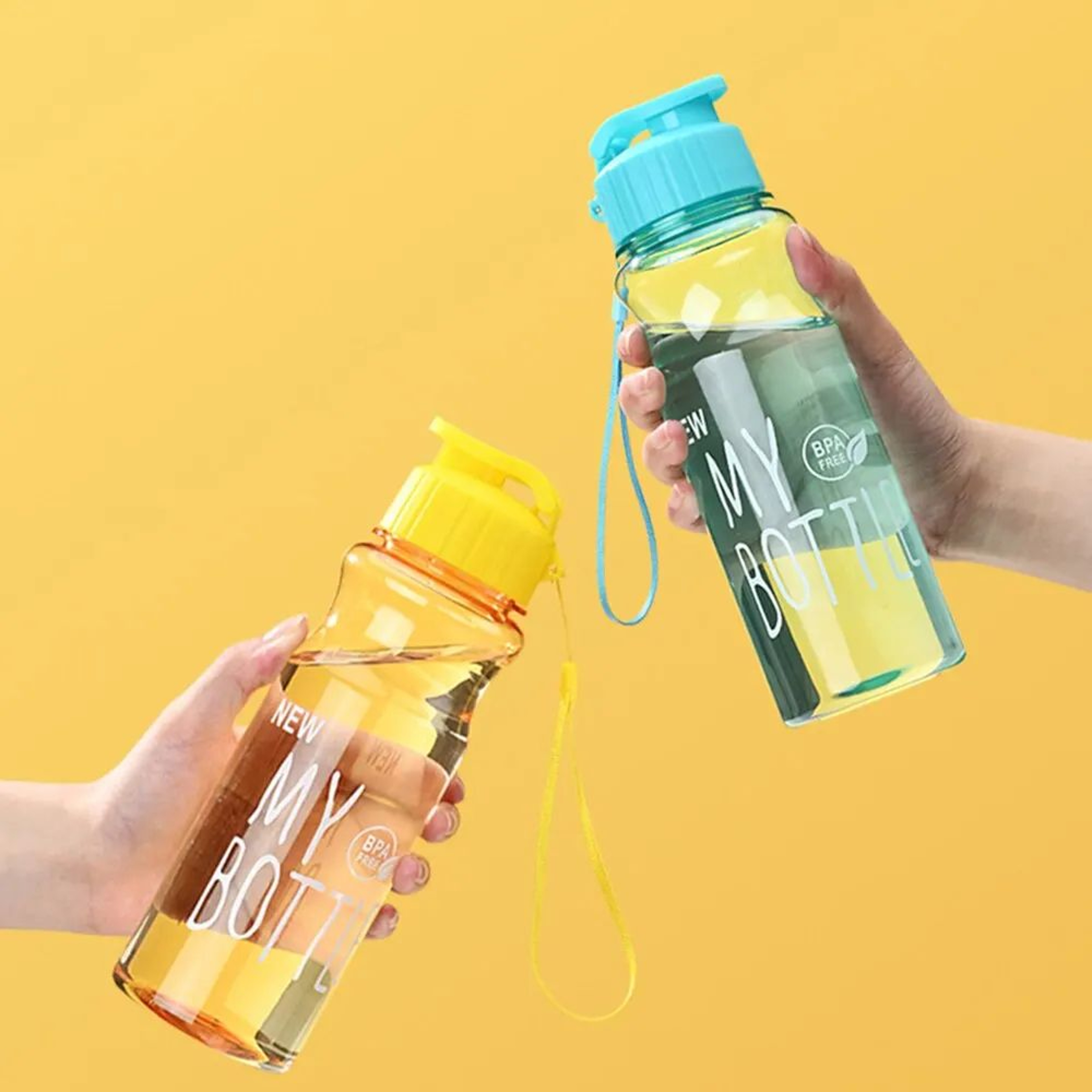 Portable Sports Water Bottle With AntiDrop Rope  Flip Cover  OneClick Open Transparent Outdoor Drin 2