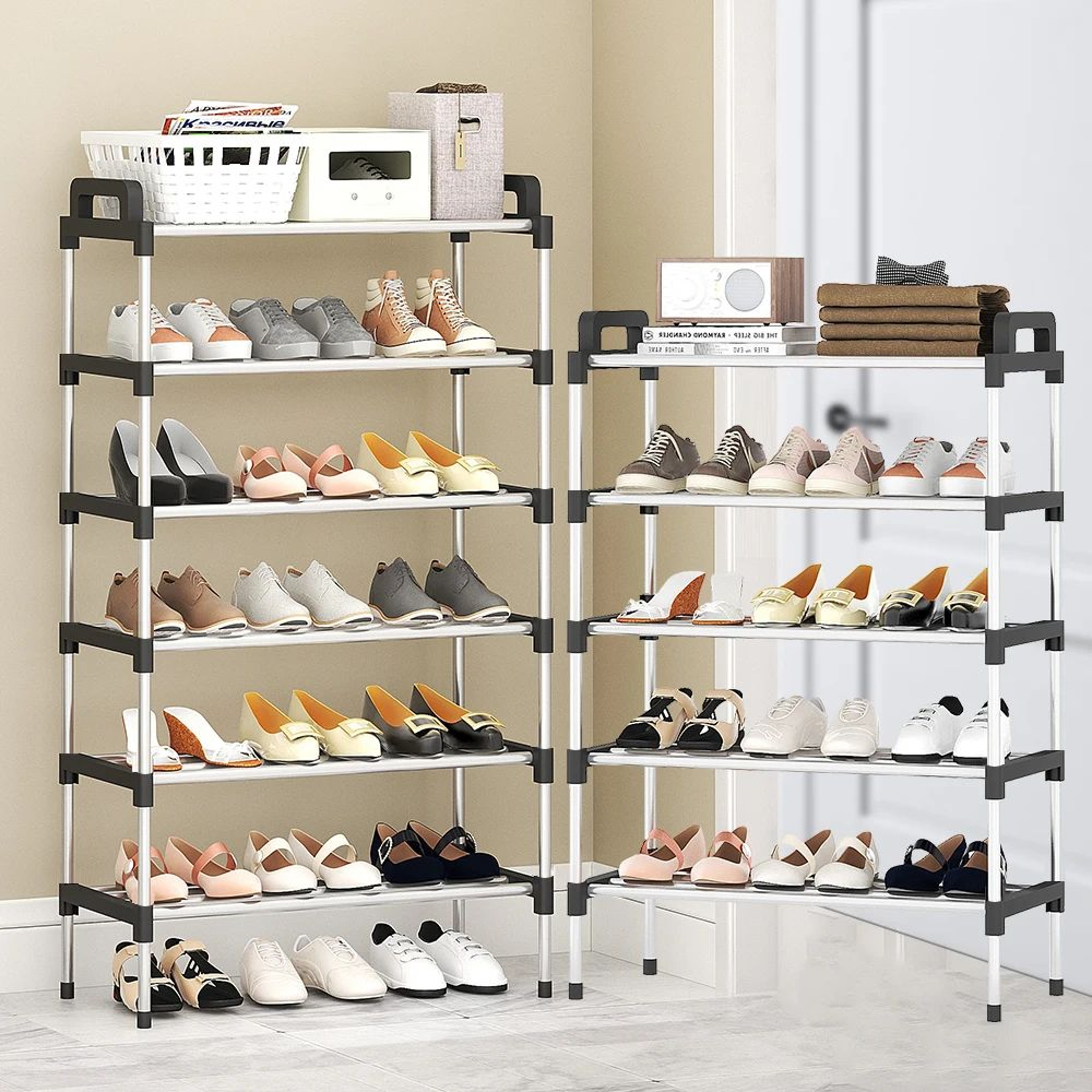 7Tier Aluminum Alloy Shoe Rack Organizer  MultiLayer DustProof Entryway Storage Shelf For Dormitory 1