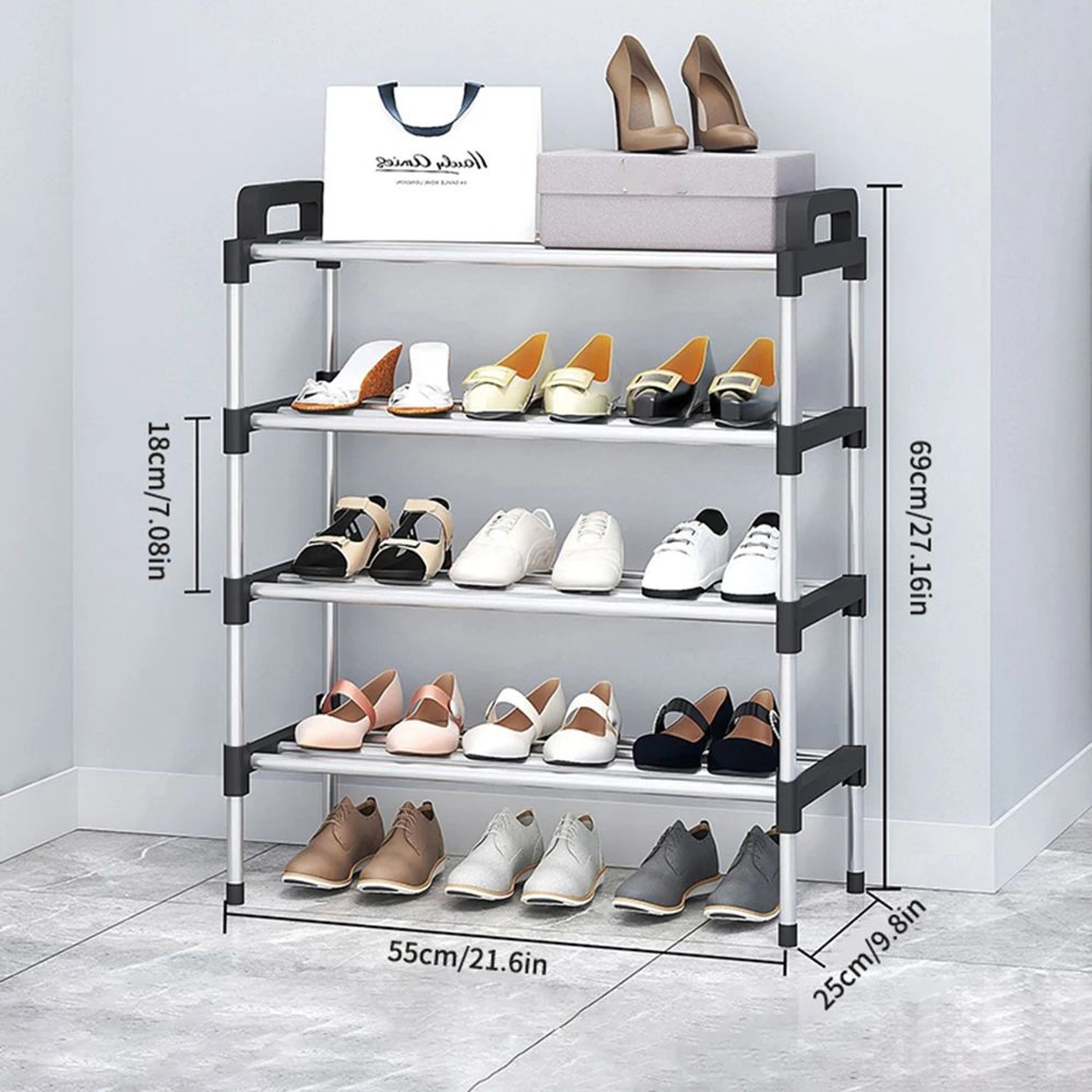 7Tier Aluminum Alloy Shoe Rack Organizer  MultiLayer DustProof Entryway Storage Shelf For Dormitory 5