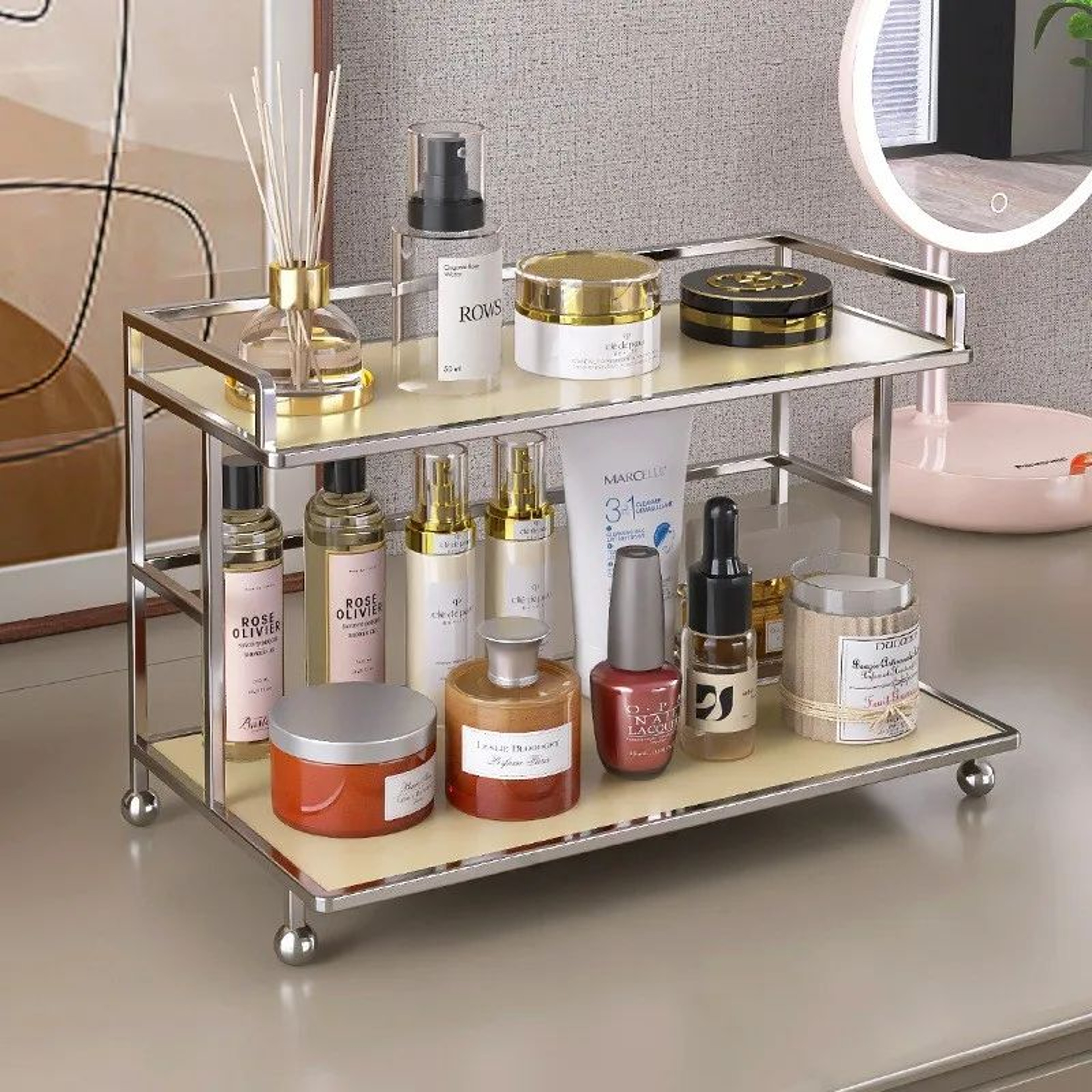 Metal 2Tier Desktop Storage Rack Organizer  Cup  Coffee Mug Holder Shelf For Bathroom Cosmetics And 3