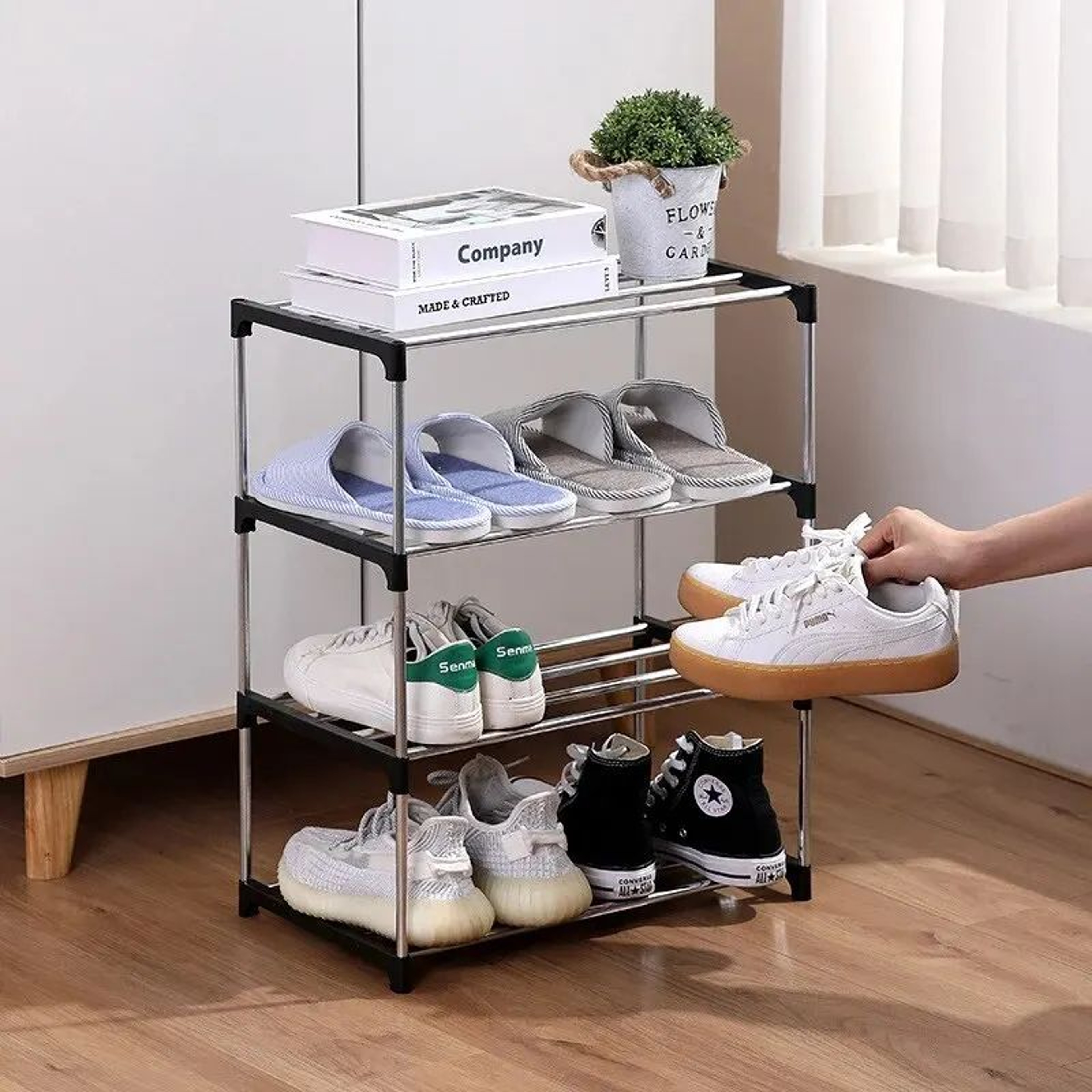 SpaceSaving MultiLayer Shoe Rack Organizer  3 Or 4 Tier Simple Household Shoe Storage Shelf For Ent 2