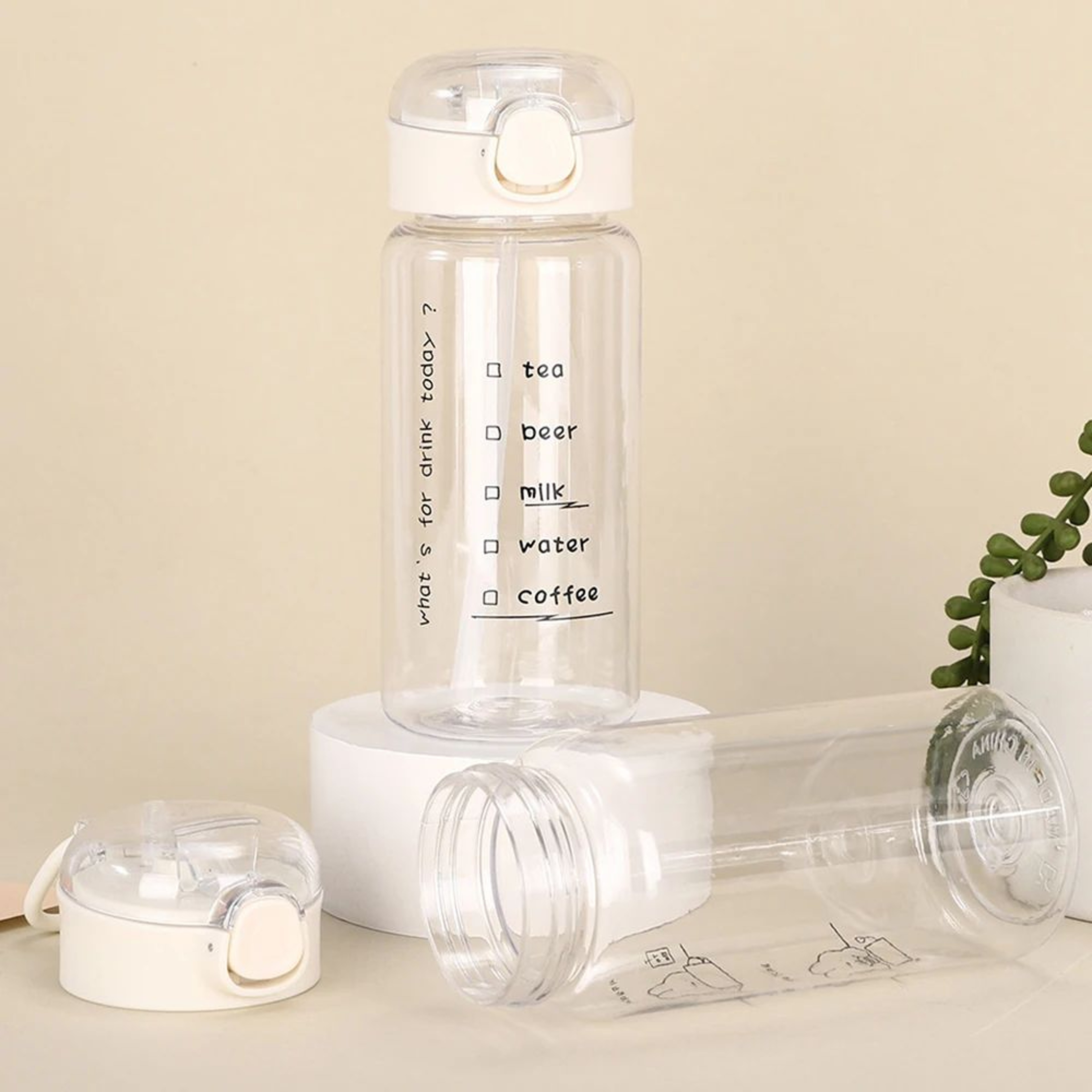 600ml Leakproof BounceStraw Water Bottle With OneClick Lid Cartoon Print DropResistant Sports Trave 4