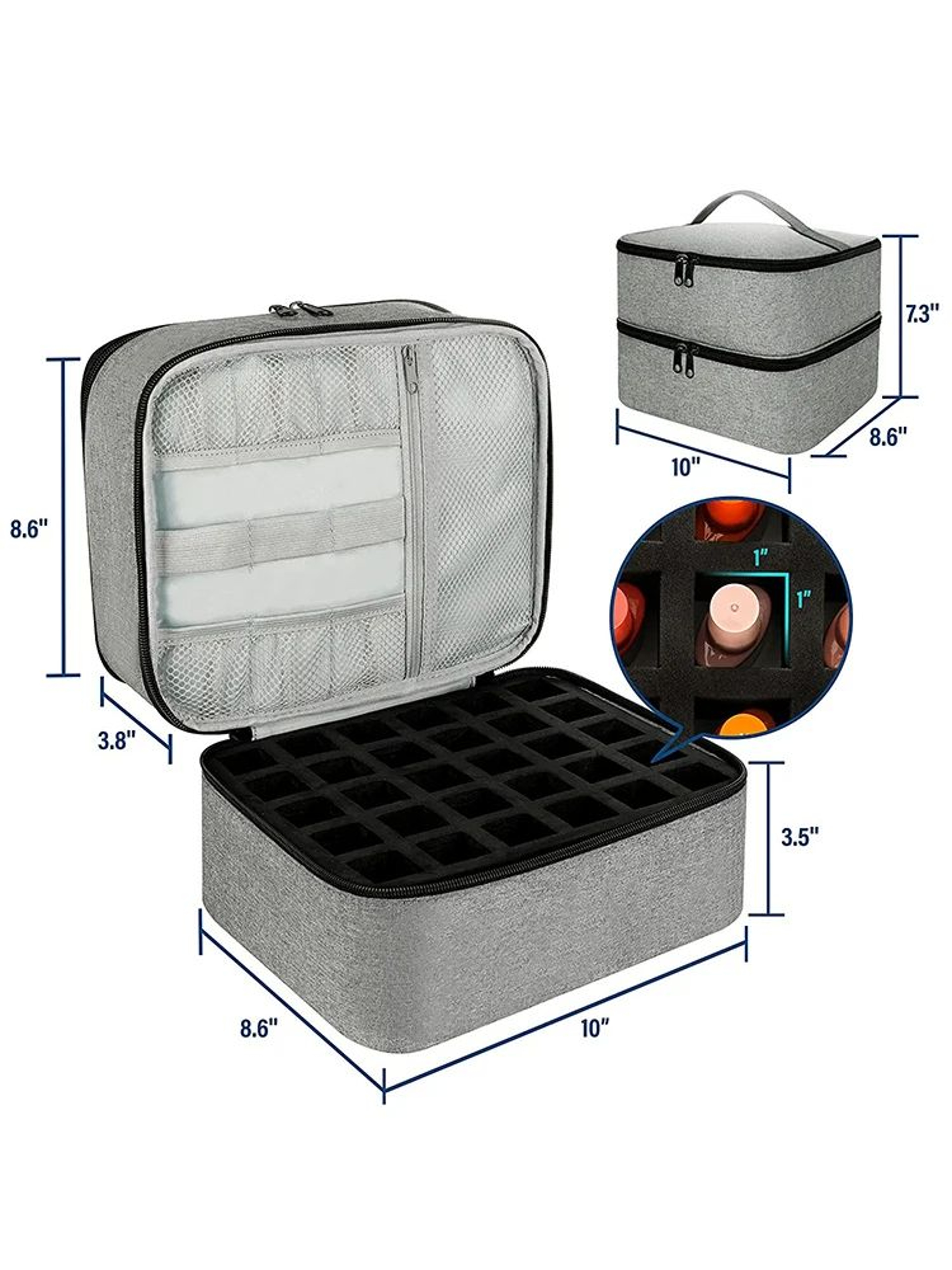 Double Layer Nail Polish Storage Bag 30Compartment Portable Cosmetic Organizer For Nail Tools Essen 5