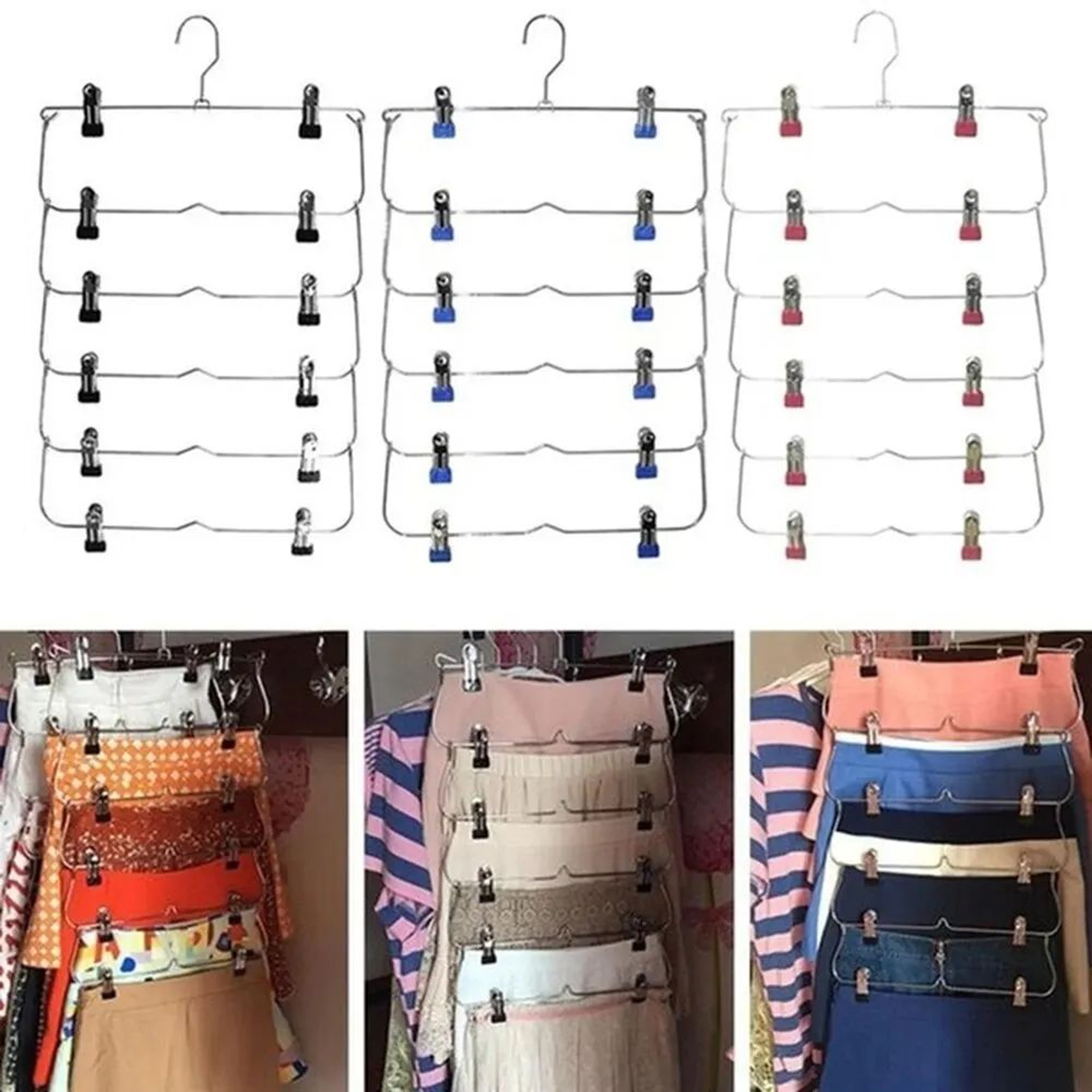 Foldable MultiLayer Pants Hanger Rack AntiSlip Seamless Closet Organizer For Trousers Skirts  Wardr