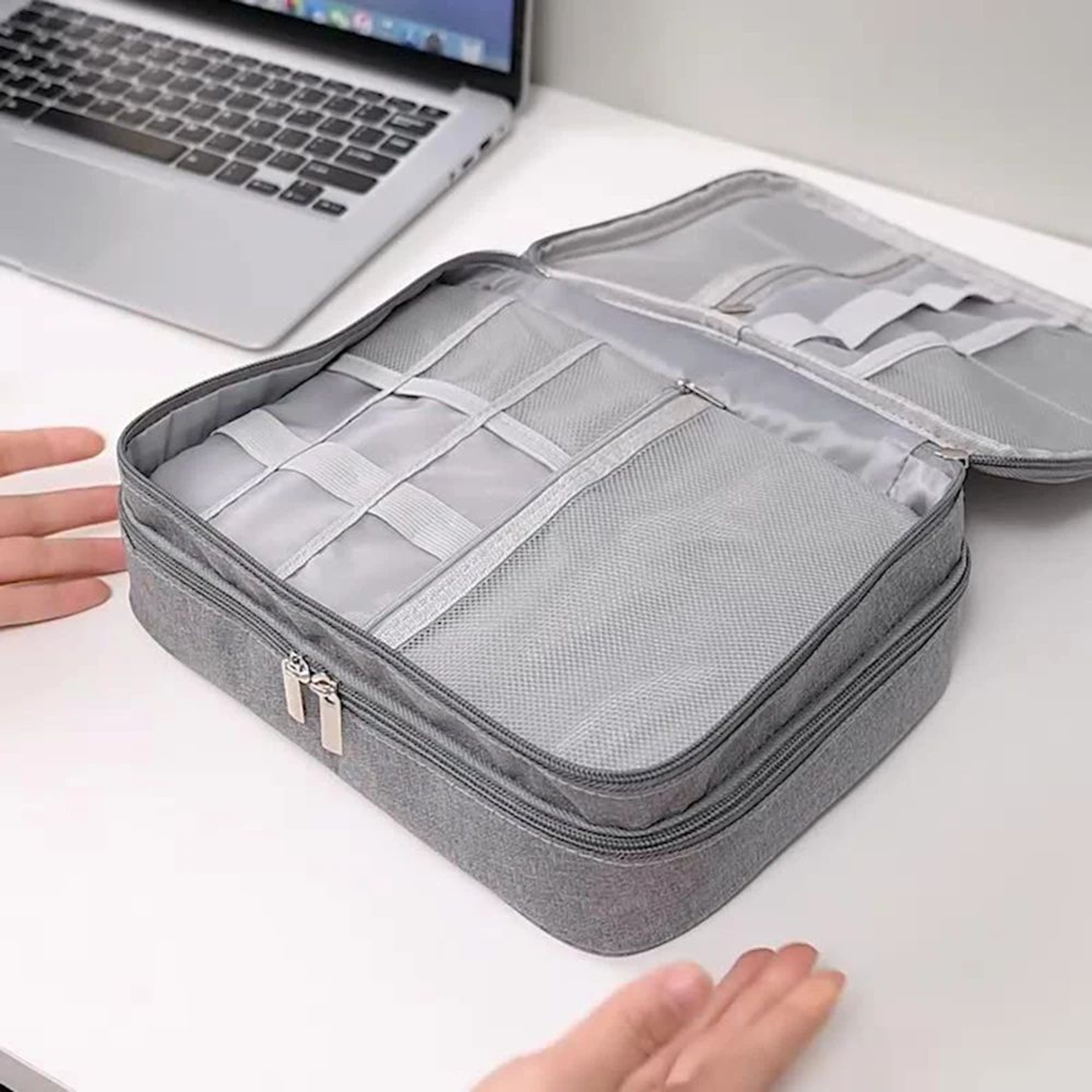 Waterproof Oxford Electronic Accessory Organizer Bag 3Layer Travel Cable Case For Headphones Charge 0
