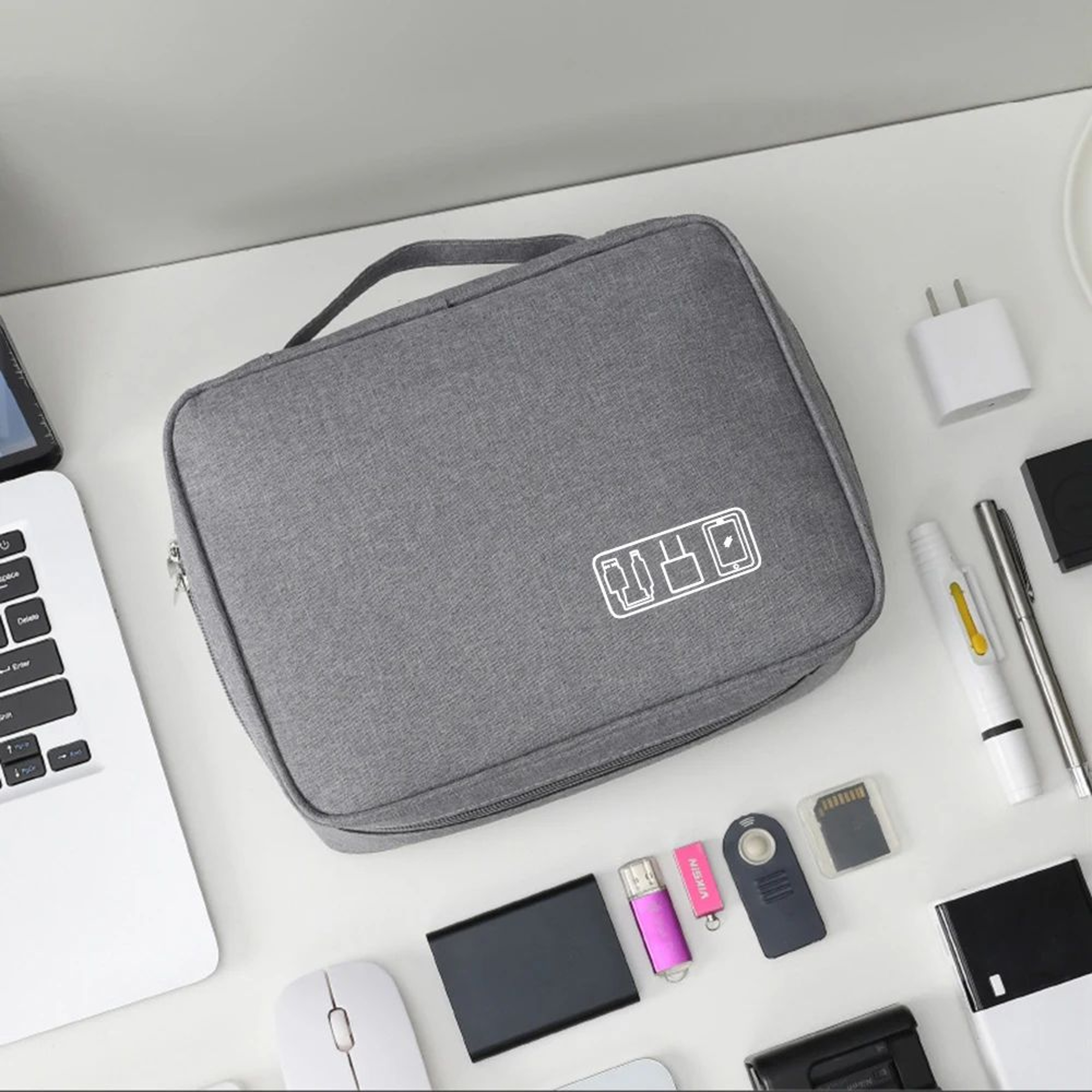Waterproof Oxford Electronic Accessory Organizer Bag 3Layer Travel Cable Case For Headphones Charge 3