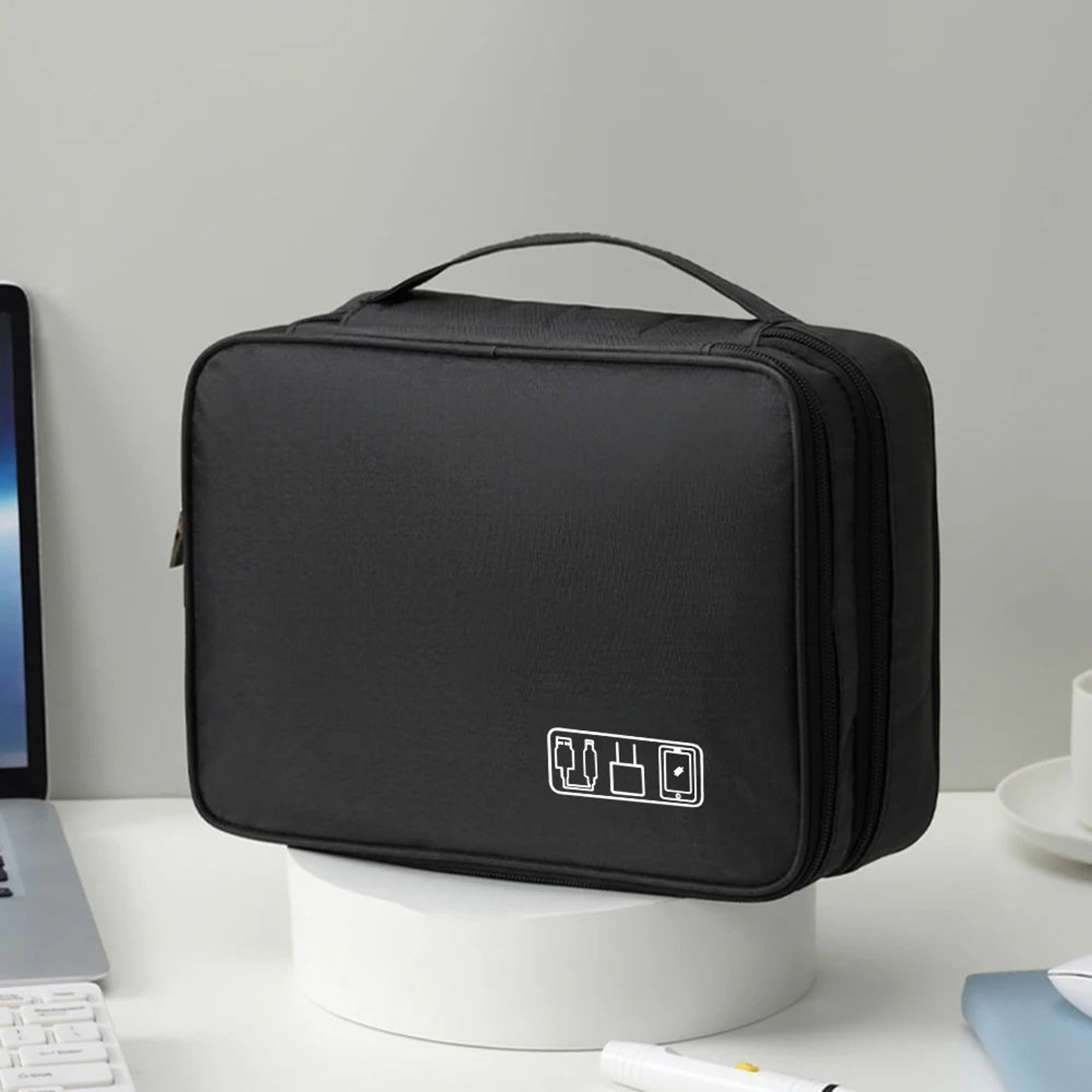 Waterproof Oxford Electronic Accessory Organizer Bag 3Layer Travel Cable Case For Headphones Charge 6