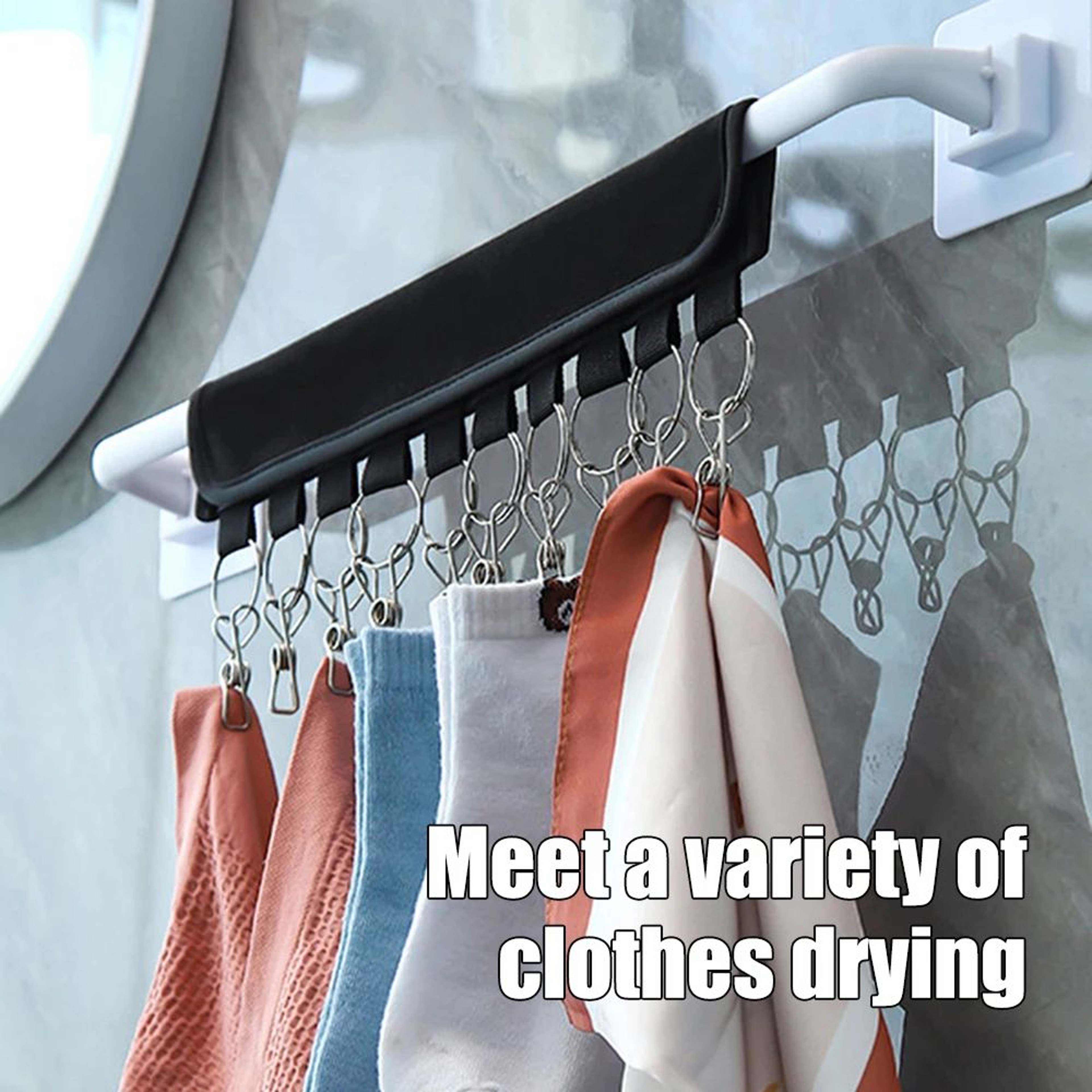 8Clip Hat Organizer Hanging Strap With Velcro  Stainless Steel Clips NoDrill Vertical Storage For C 3