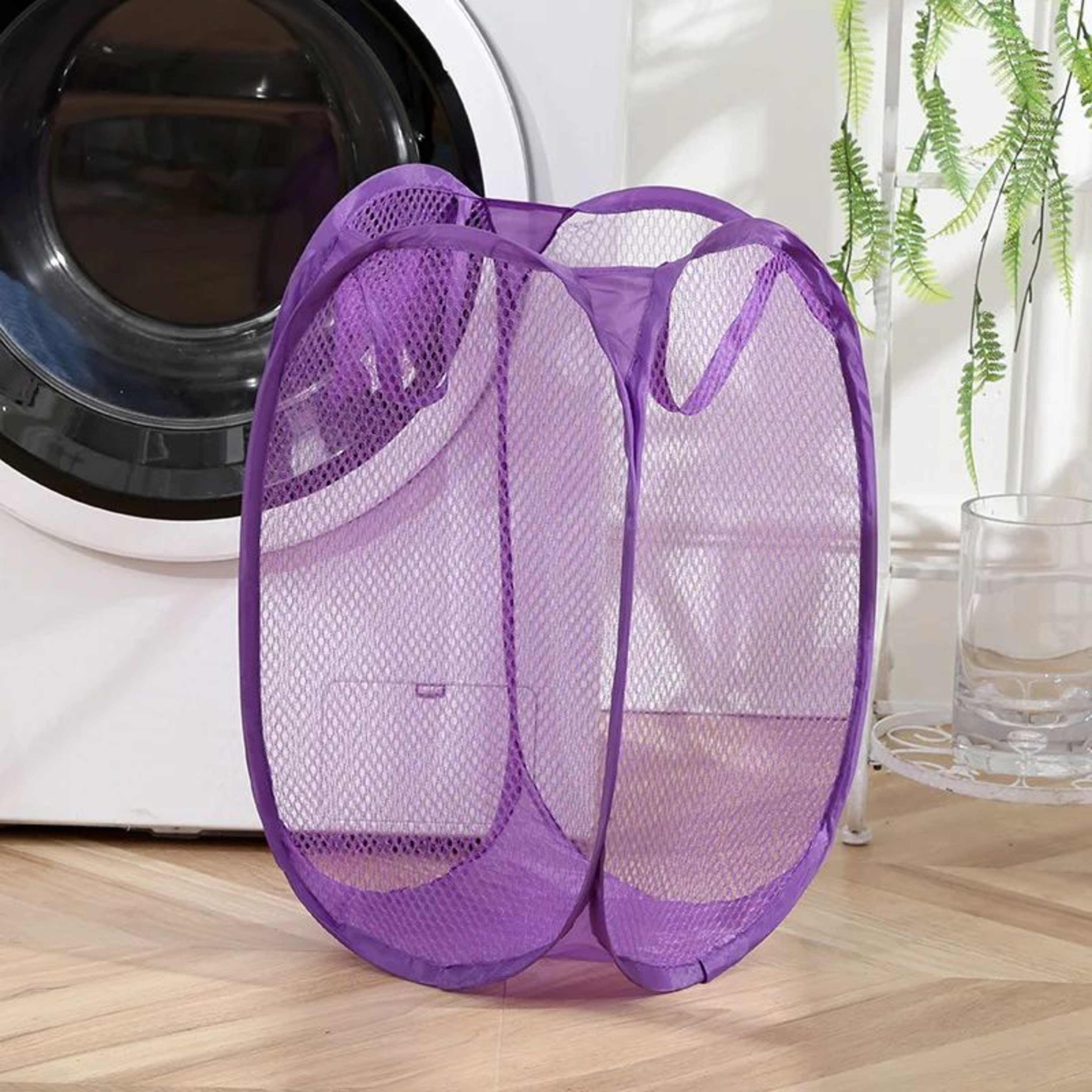 Foldable Mesh Laundry Basket With Handles Portable Breathable Dirty Clothes Hamper For Bedroom  Bat 8