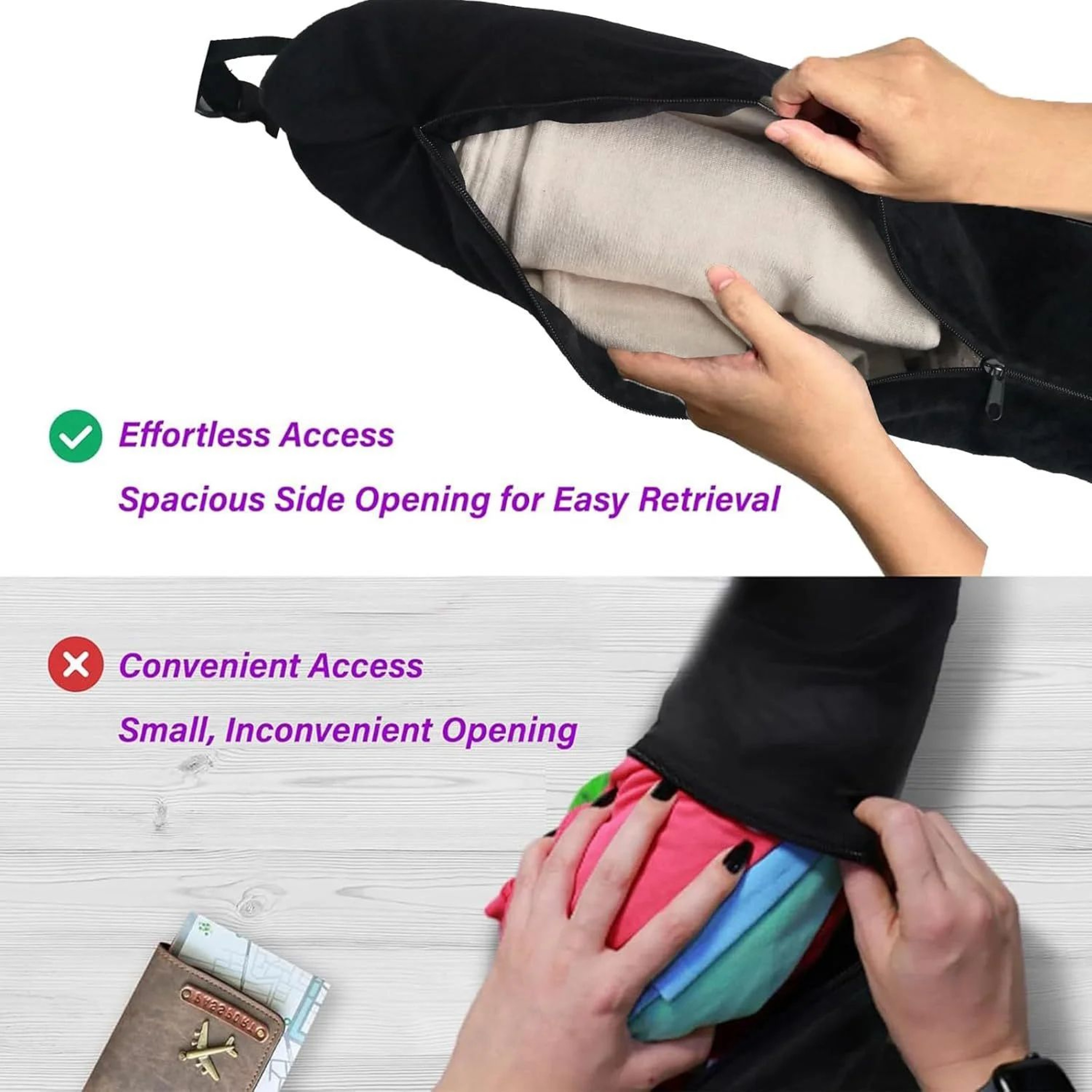 Refillable Travel Neck Pillowcase Storage Bag Adjustable UShaped Cervical Support For Airplane Car  1