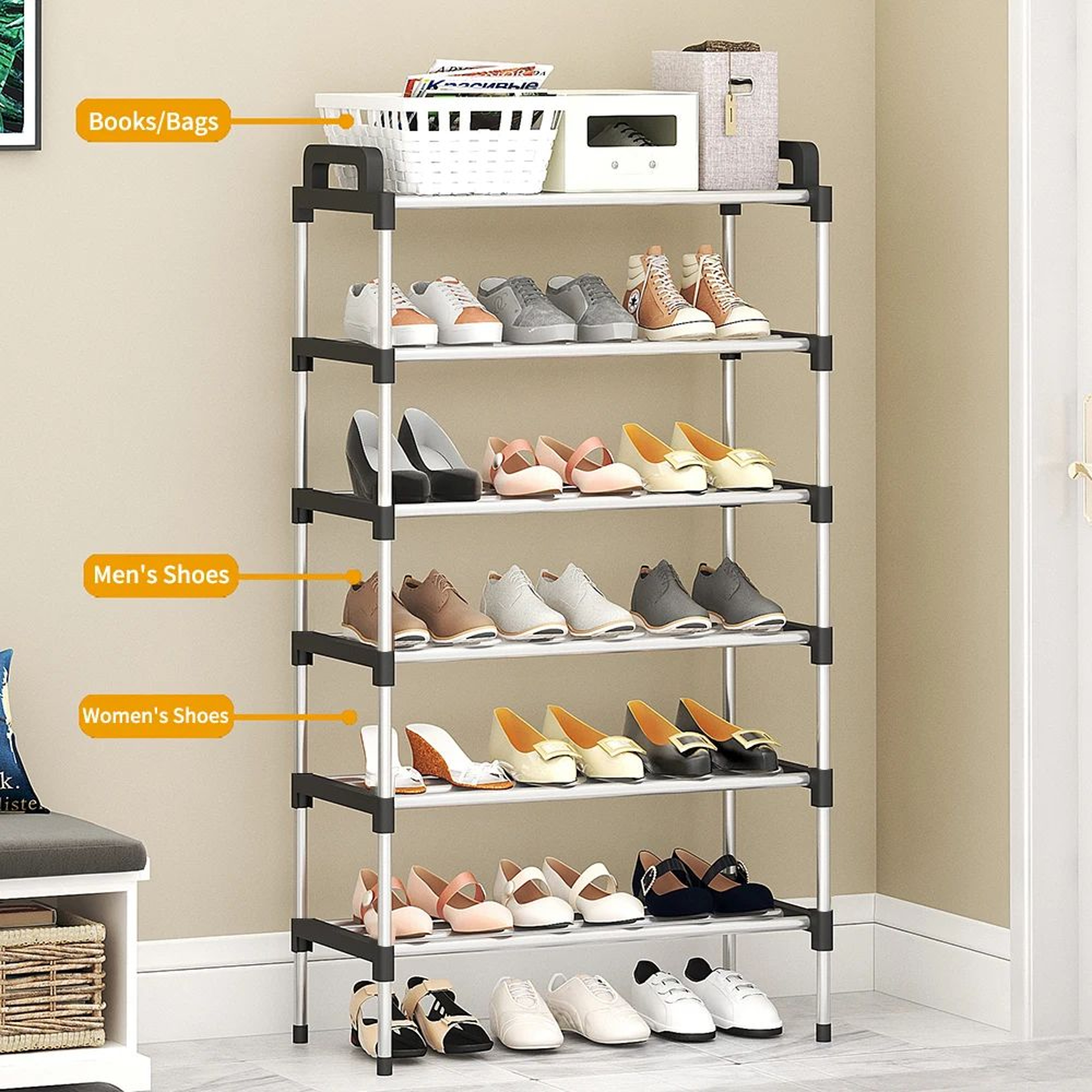 37 Tier Dustproof Shoe Rack Organizer Floor Standing Space Saving Shoe Cabinet For Entryway Doorste 5