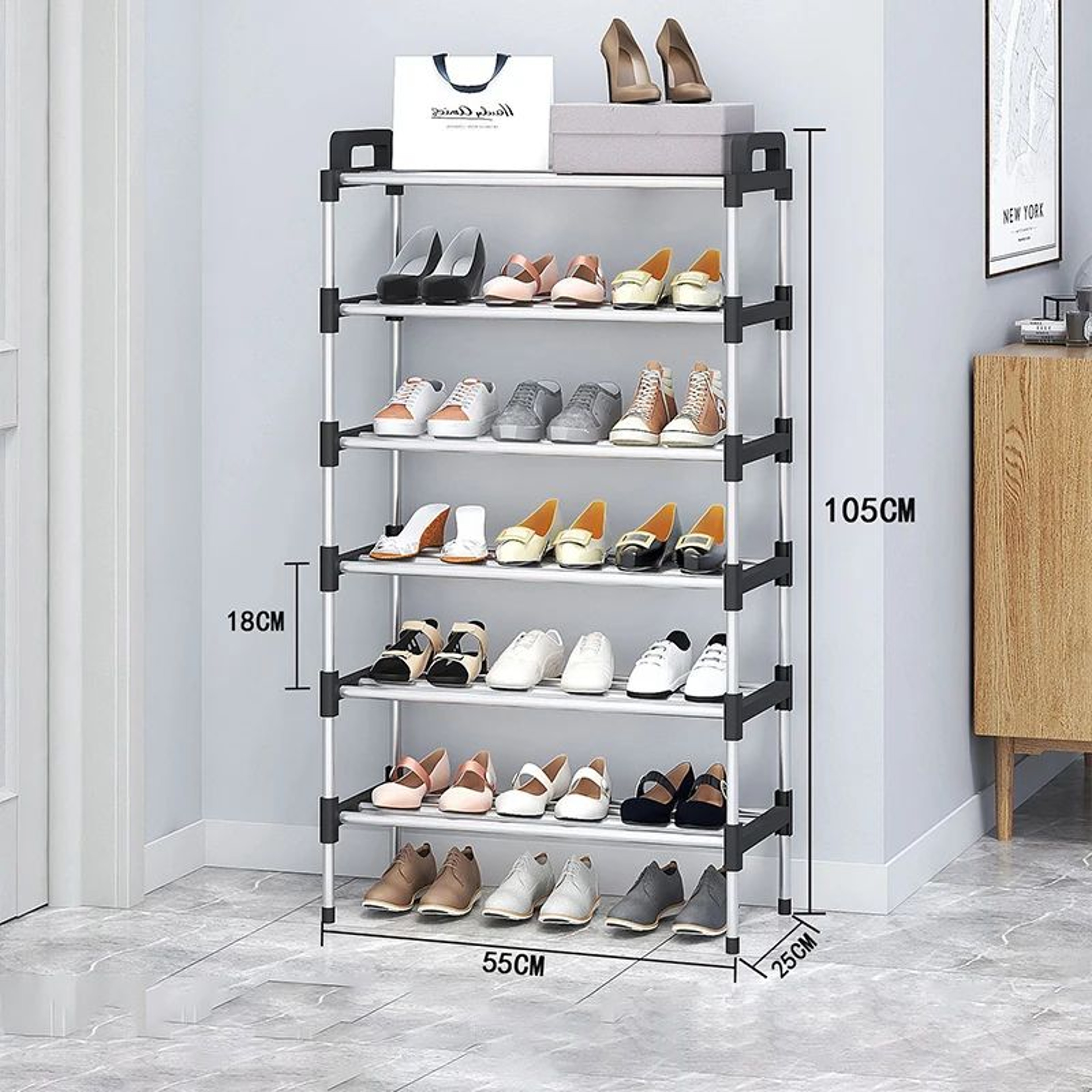 37 Tier Dustproof Shoe Rack Organizer Floor Standing Space Saving Shoe Cabinet For Entryway Doorste 9