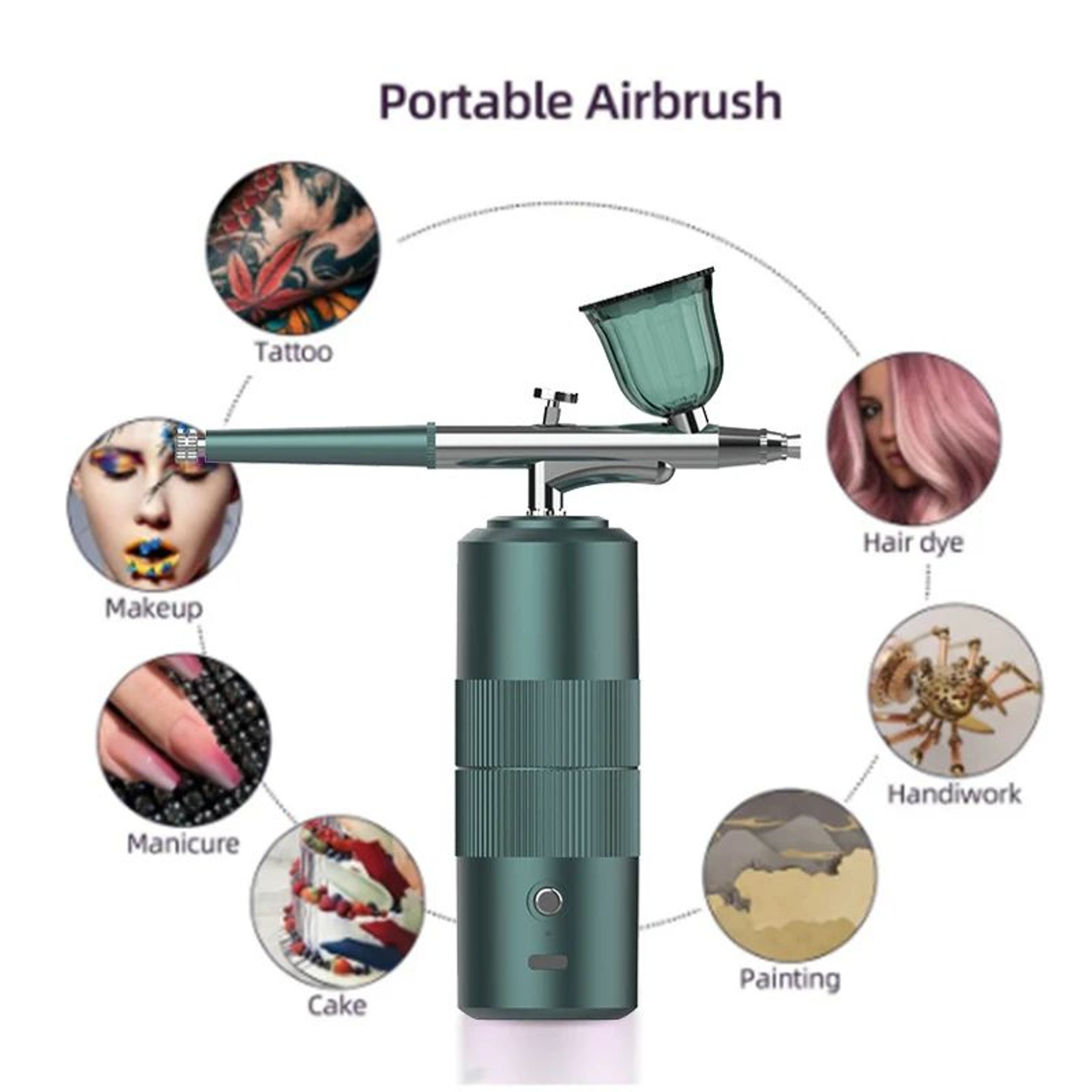 Portable Nano Oxygen High Pressure Spray Gun Kit USB Rechargeable OilFree Micro Compressor For Nail 2