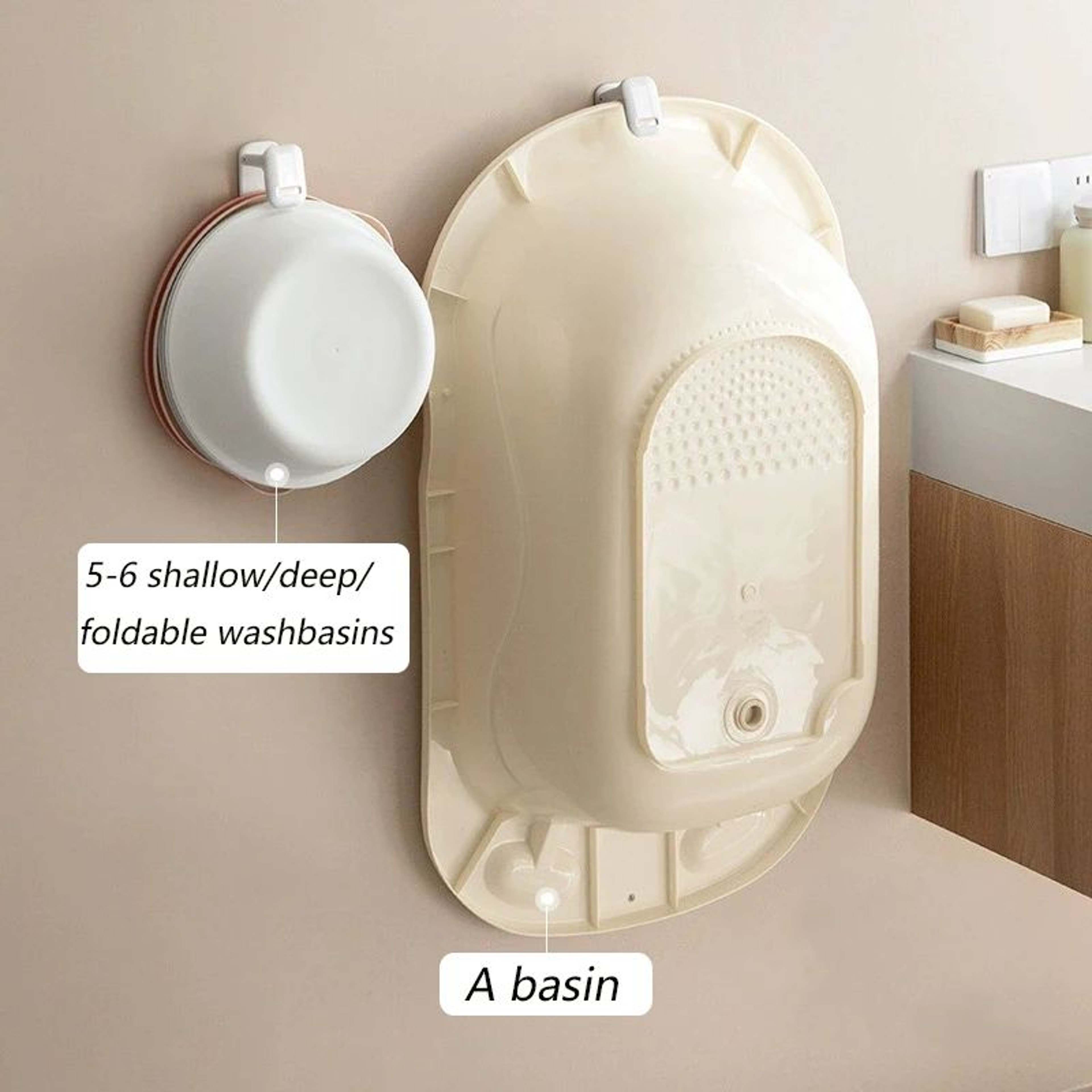 NoDrill Adjustable Basin Hook Wall Mounted ABS Bathroom Storage Rack For Sink Toilet Bathtub Towel  3