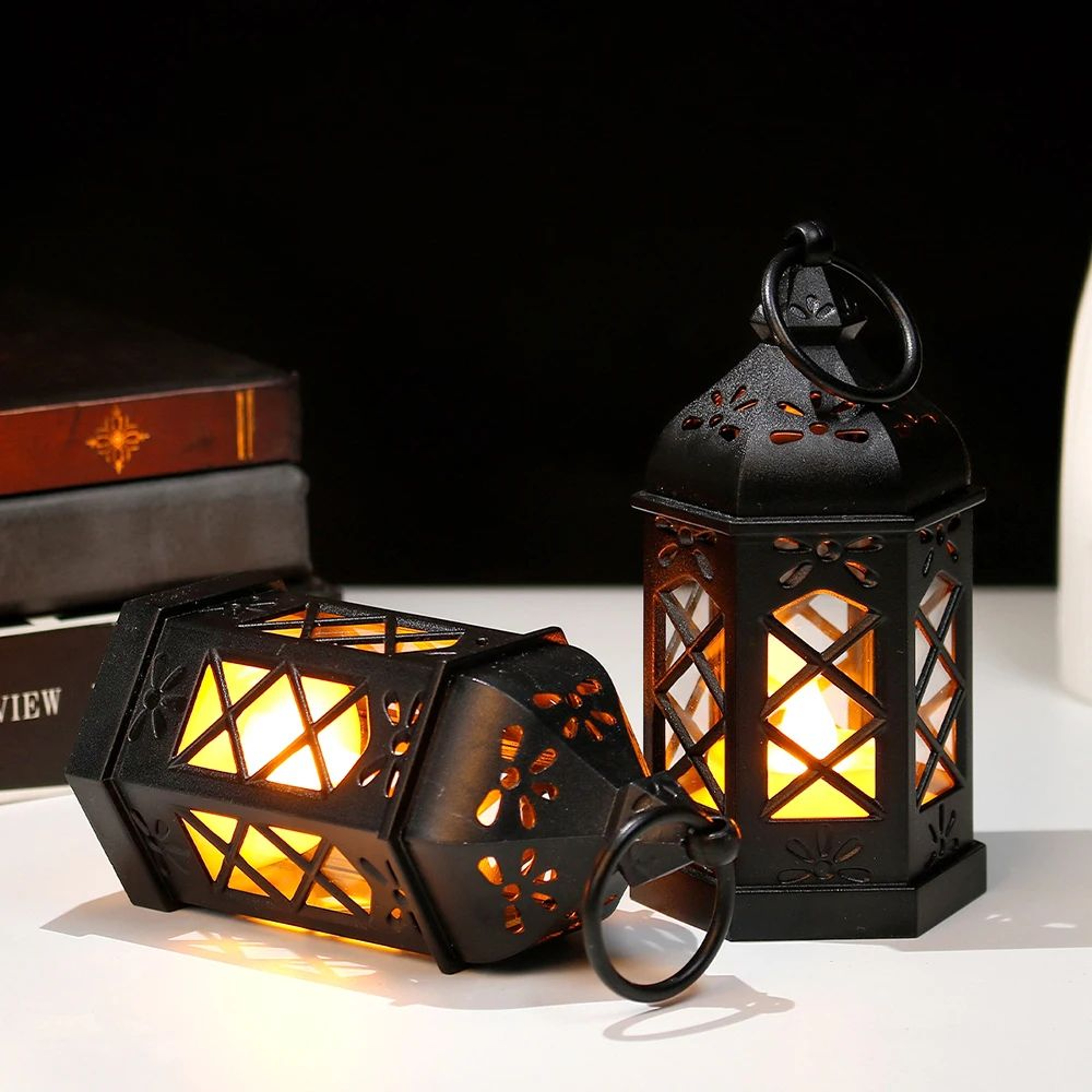 Vintage LED Candle Lantern Flameless Flickering Hanging Light For Indoor Outdoor Garden Party Festi 2