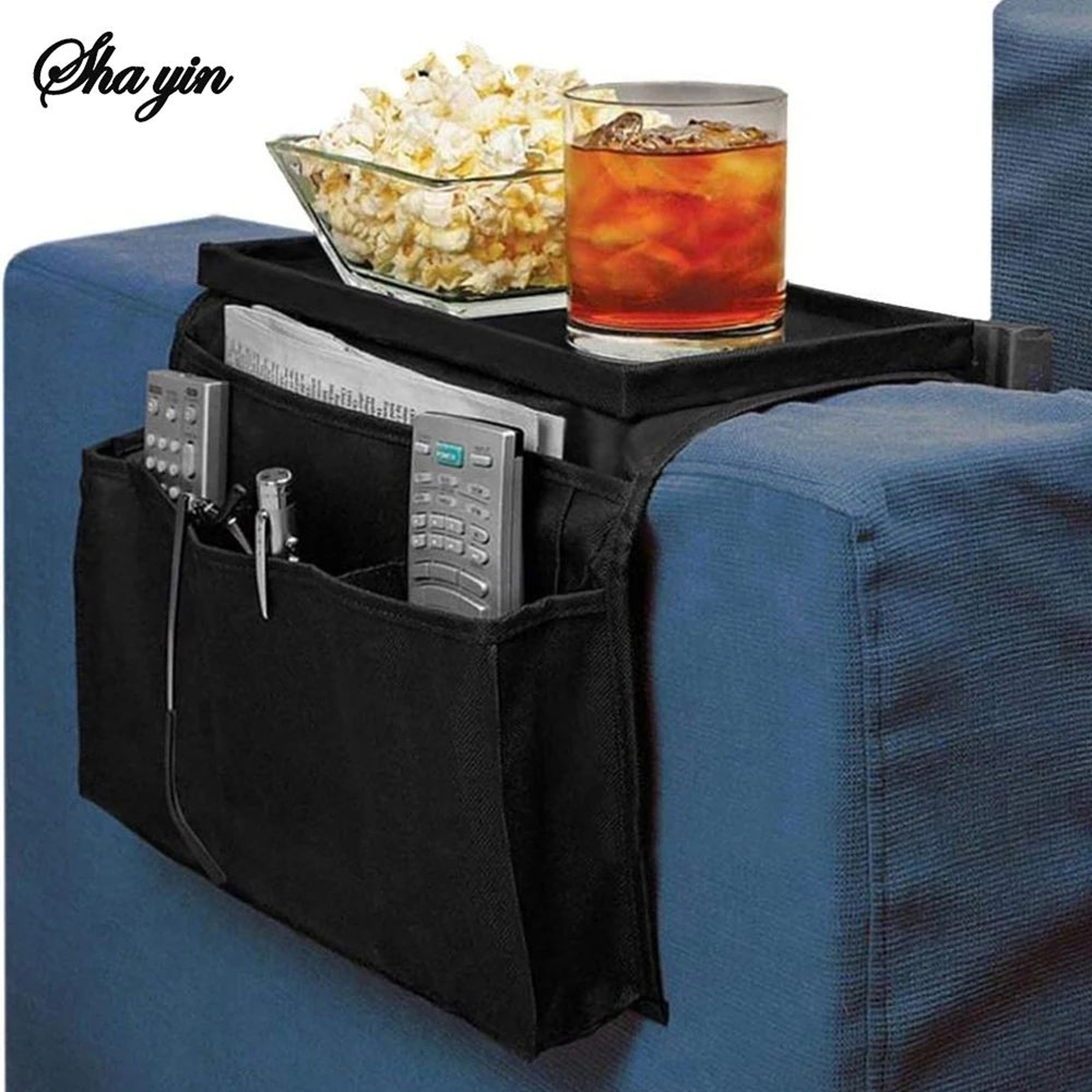 Oxford Sofa Armrest Storage Organizer Hanging Bag  Remote Control Caddy For Couch Bedside Recliner  3