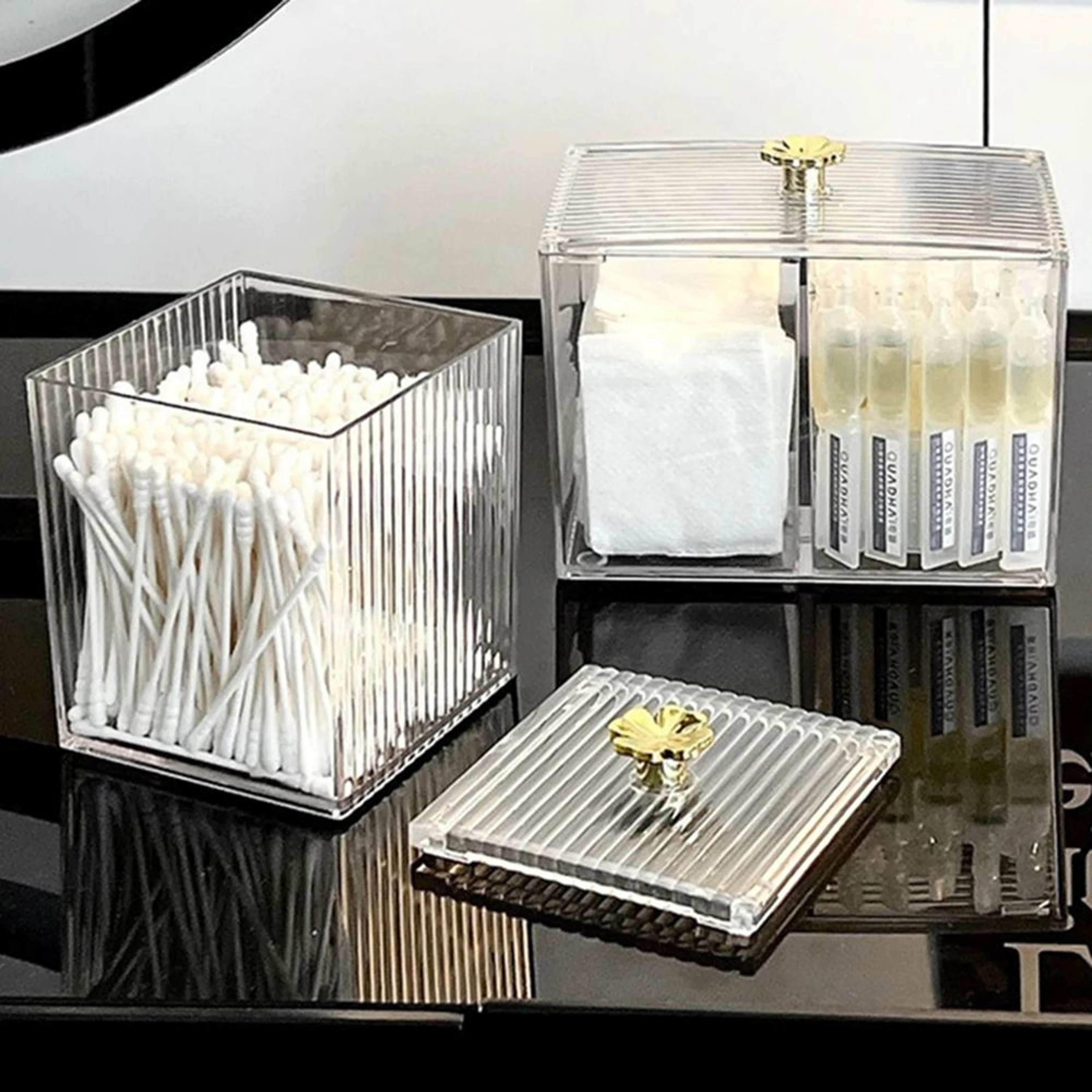 Acrylic Transparent Makeup Storage Box  Dustproof Cotton Swab Holder Organizer For Lipstick Cosmeti 3