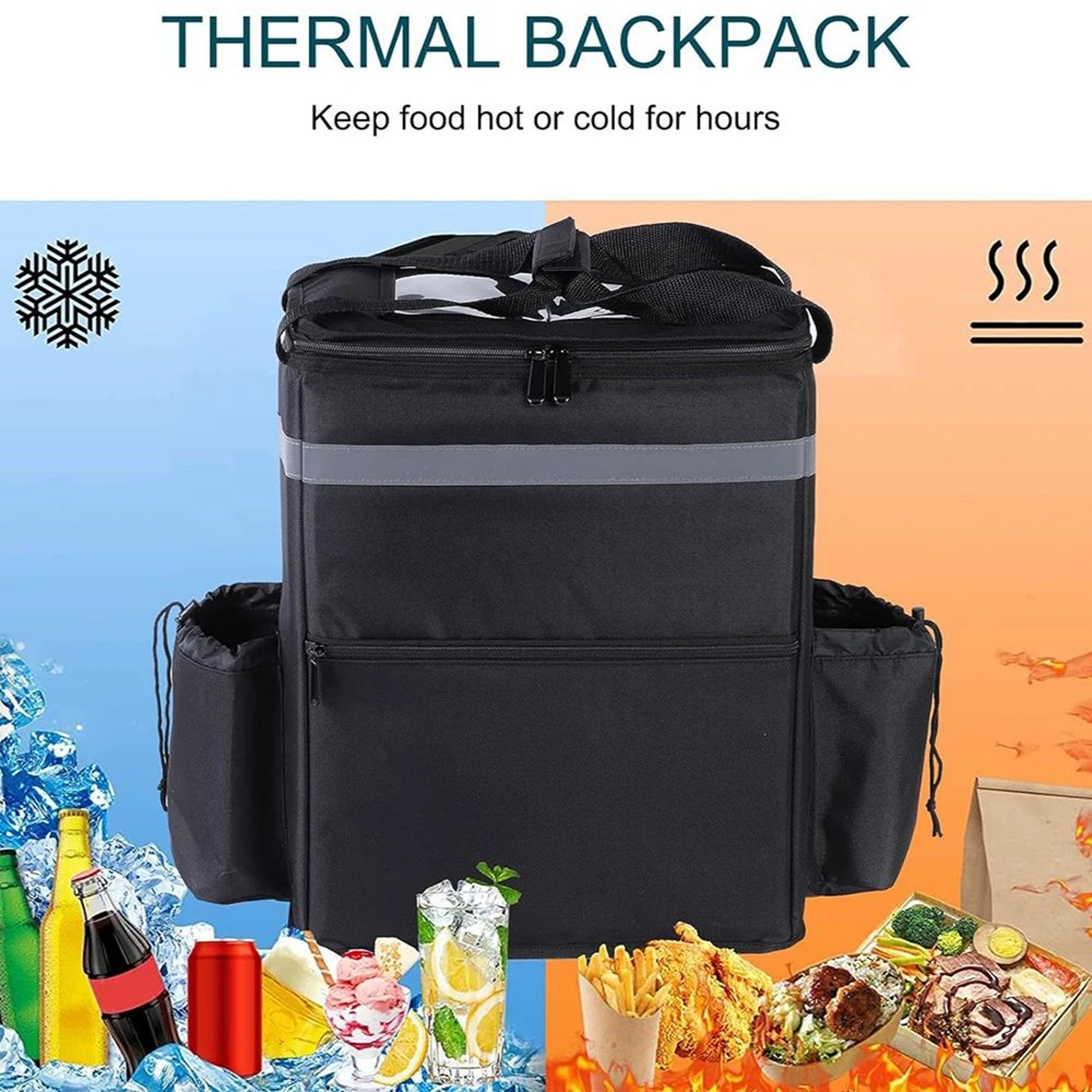 30L Insulated Delivery Backpack  Waterproof Thermal Cooler Bag For Riders Takeout Pizza  Grocery De 3