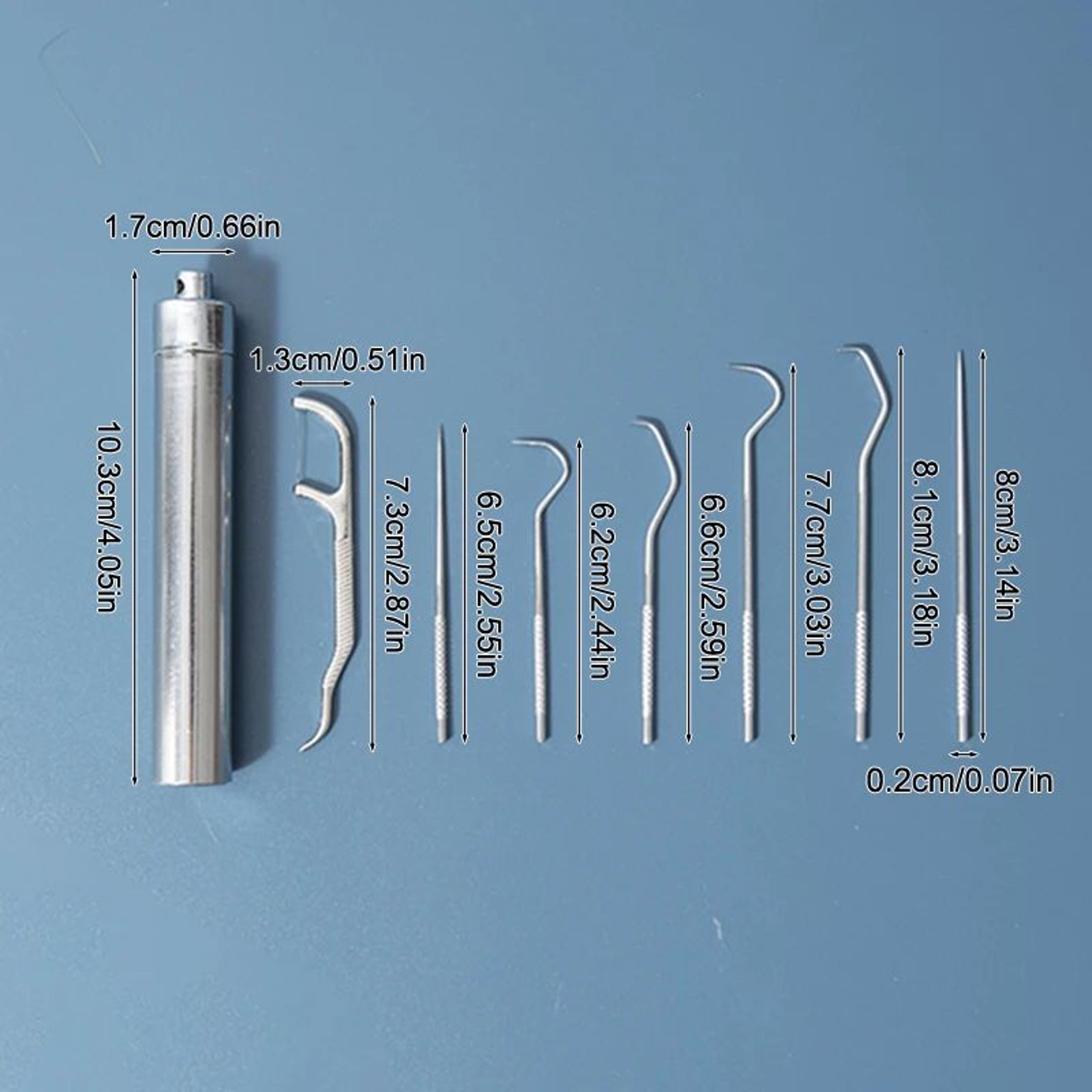 Stainless Steel Toothpick Set With Portable Holder Reusable Dental Cleaning Tools Travel Case Anti  4