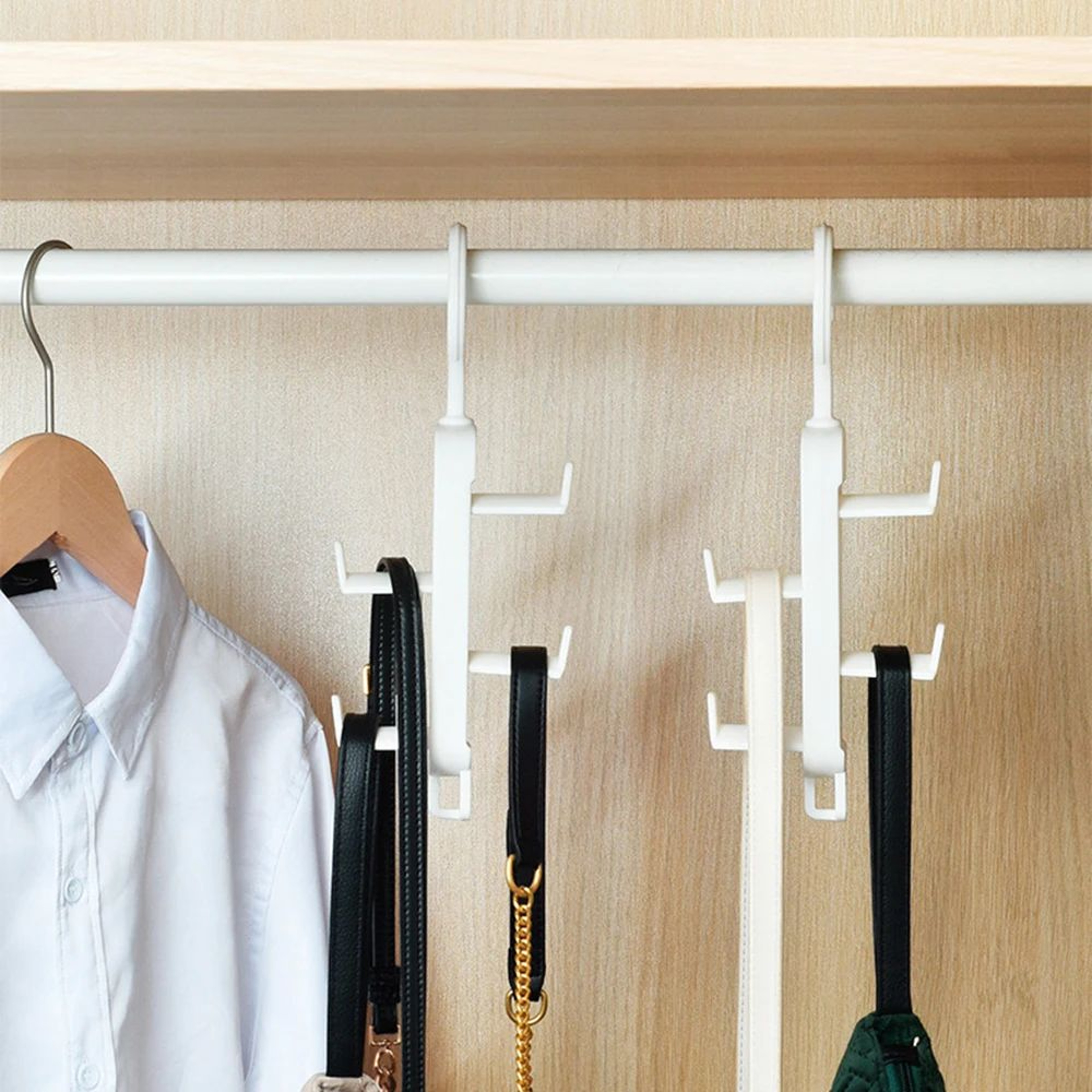 Non Perforated Bag Storage Hanging Rack Multi Row Wardrobe Organizer Traceless Door Hook For Bags H 2