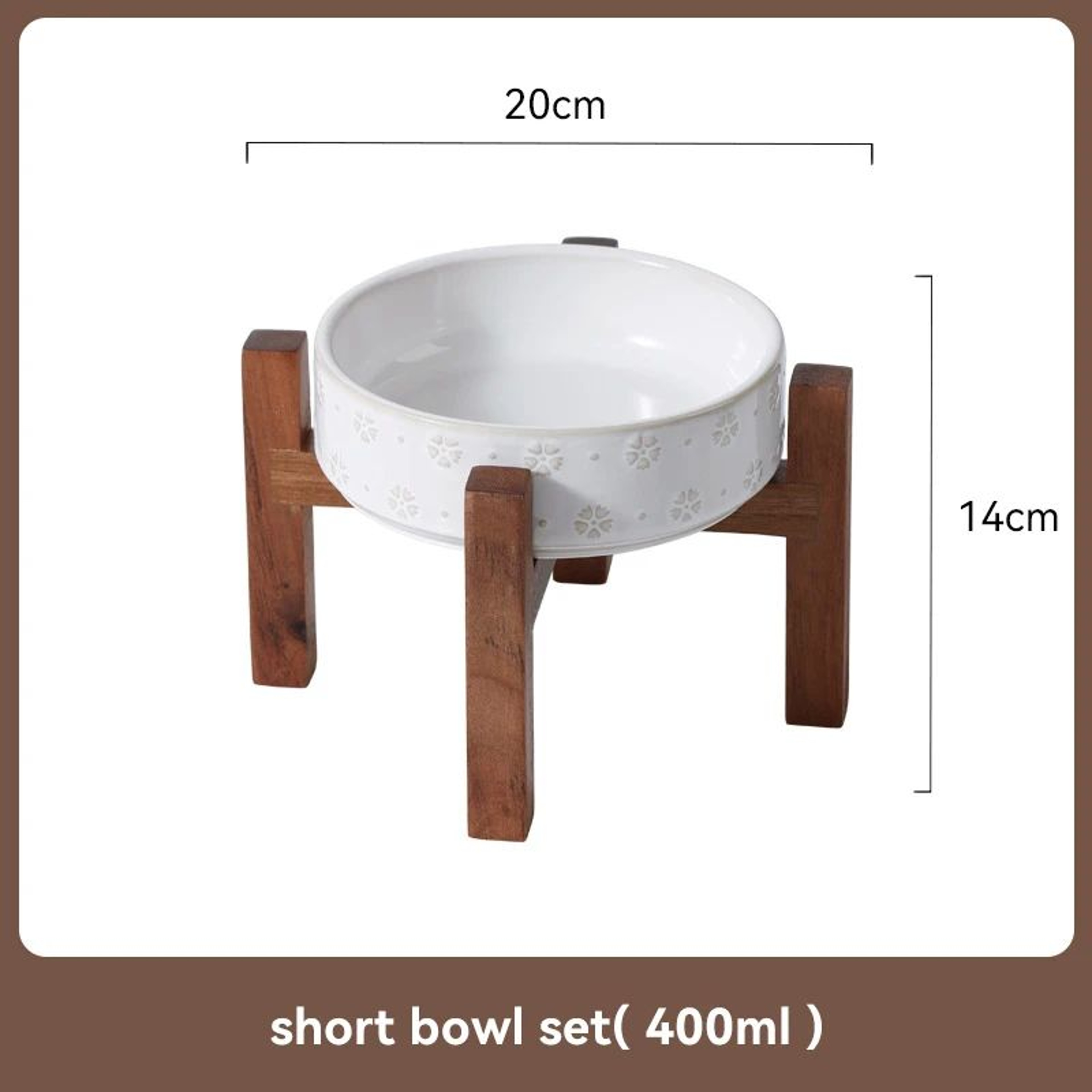 Elevated Ceramic Dog Bowl Set With Wooden Stand AntiSlip Double Food Water Feeder For Medium Large  10