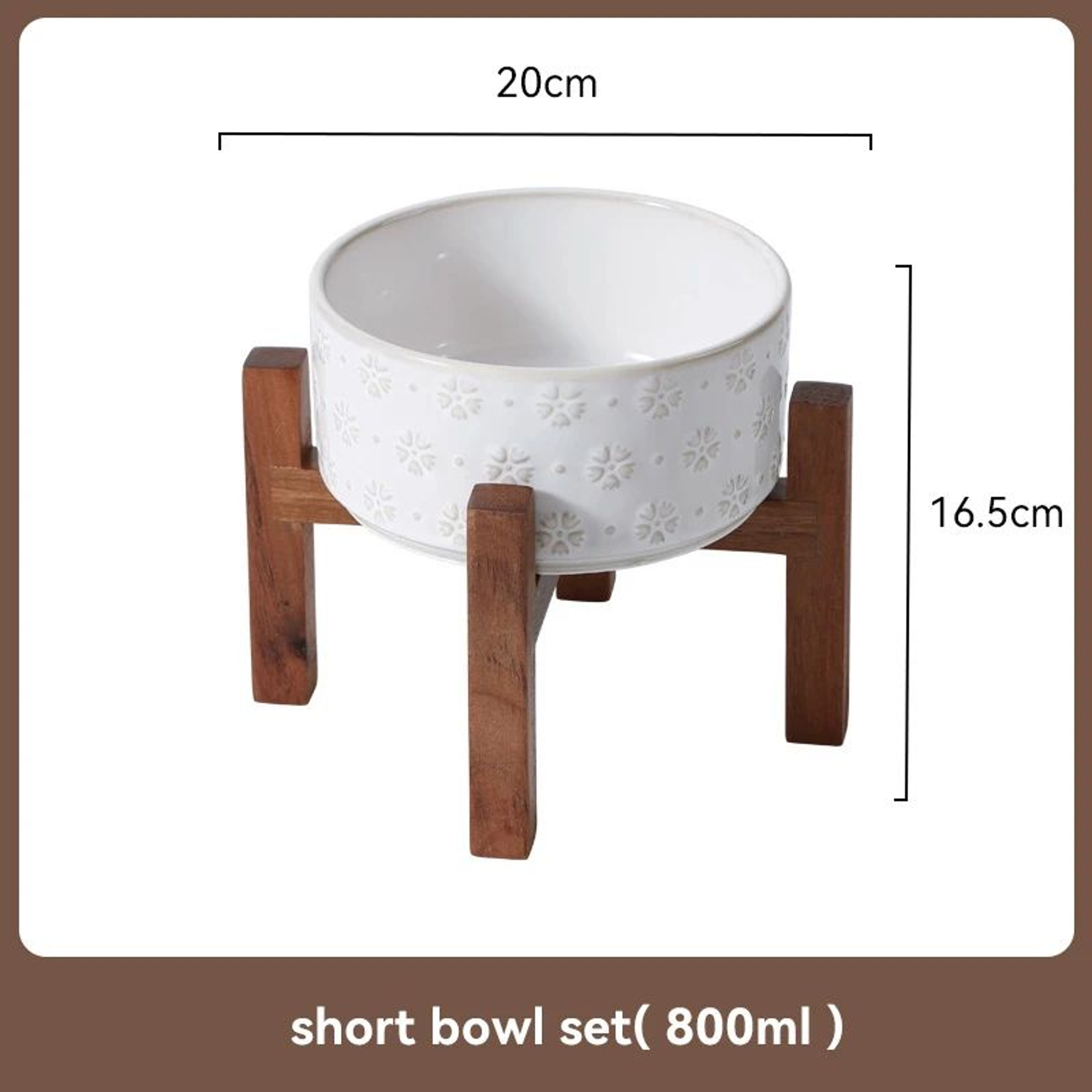 Elevated Ceramic Dog Bowl Set With Wooden Stand AntiSlip Double Food Water Feeder For Medium Large  11