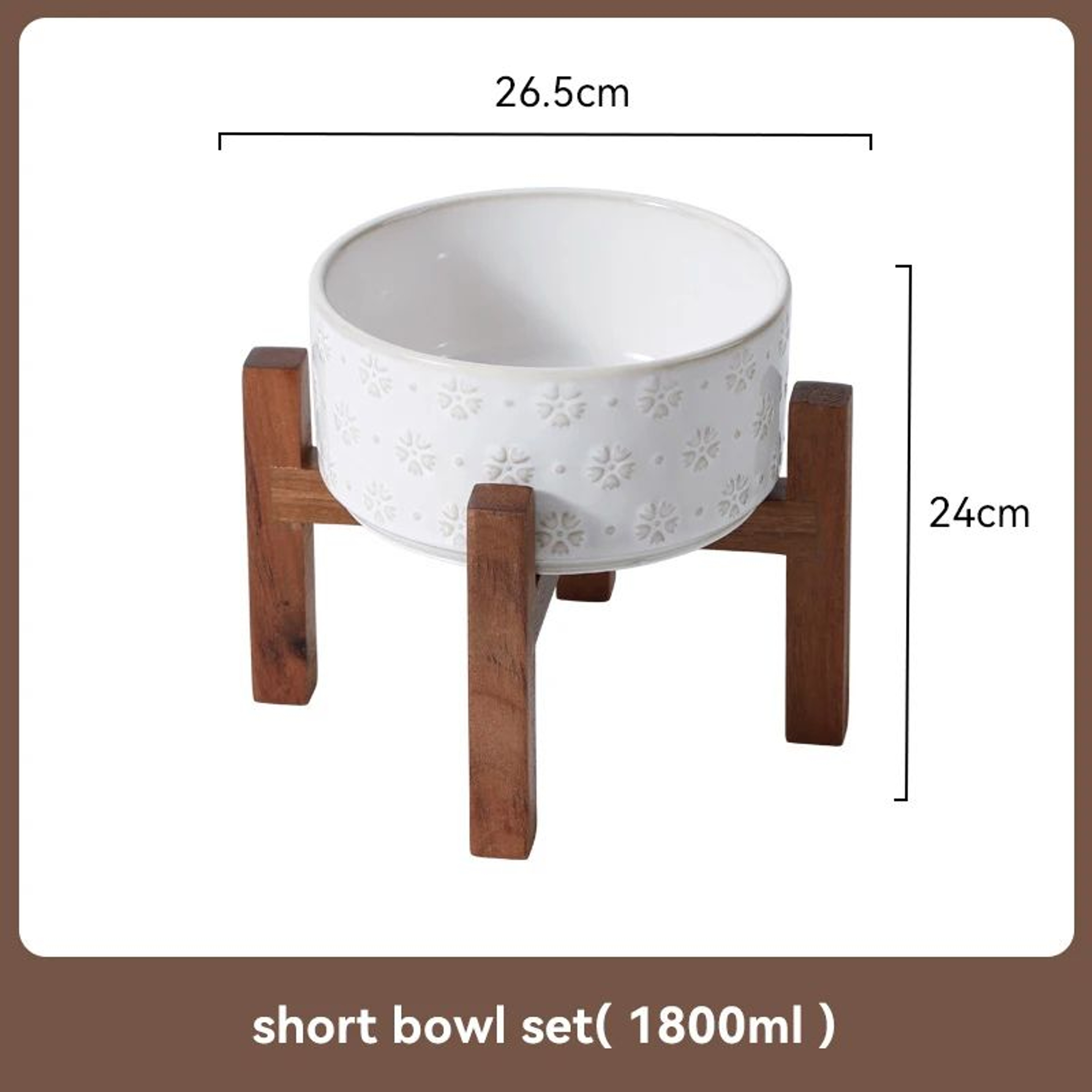 Elevated Ceramic Dog Bowl Set With Wooden Stand AntiSlip Double Food Water Feeder For Medium Large  13