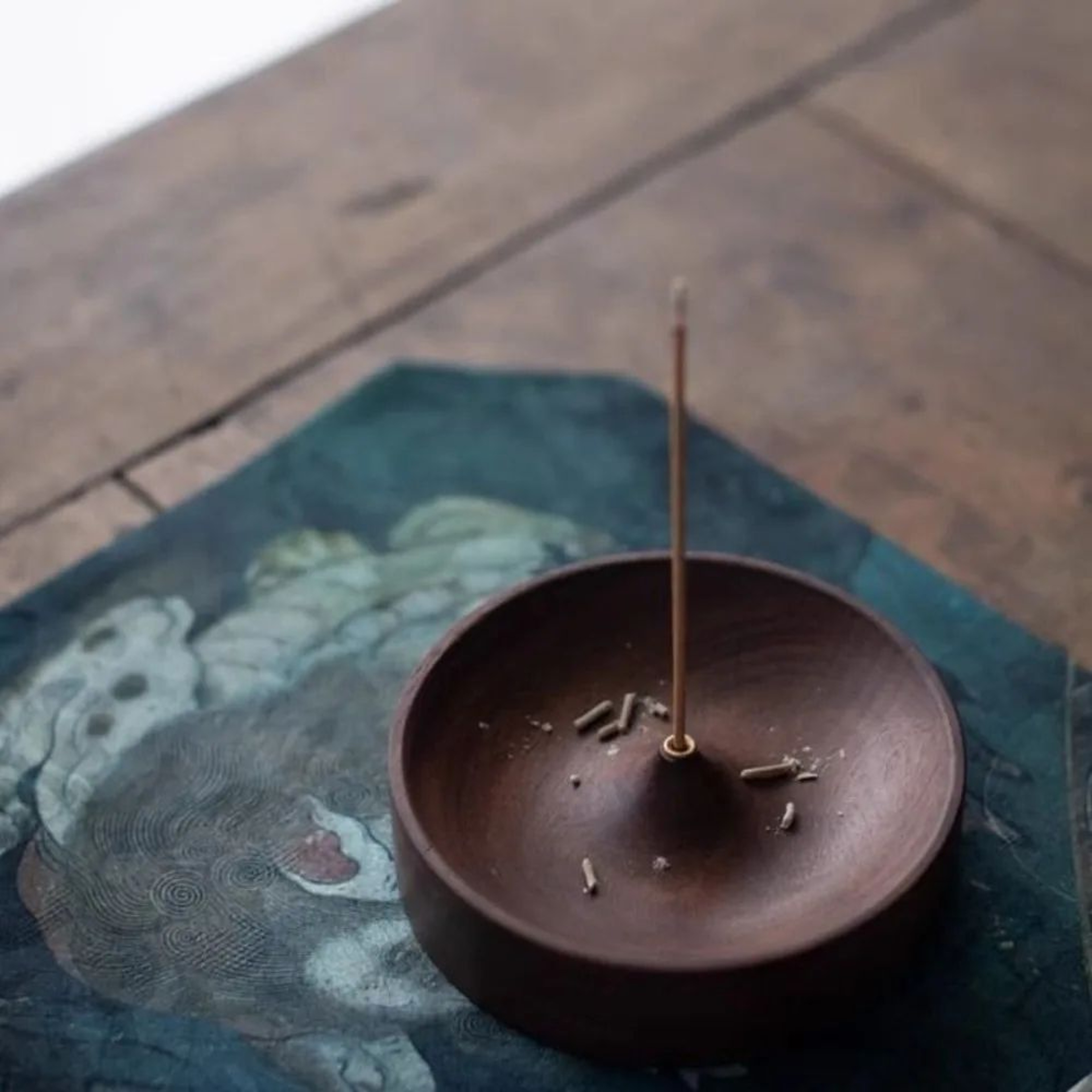 Handmade Black Walnut Incense Burner Tray Solid Wood Round Holder For Tea Ceremony Agarwood Zen Hom 0