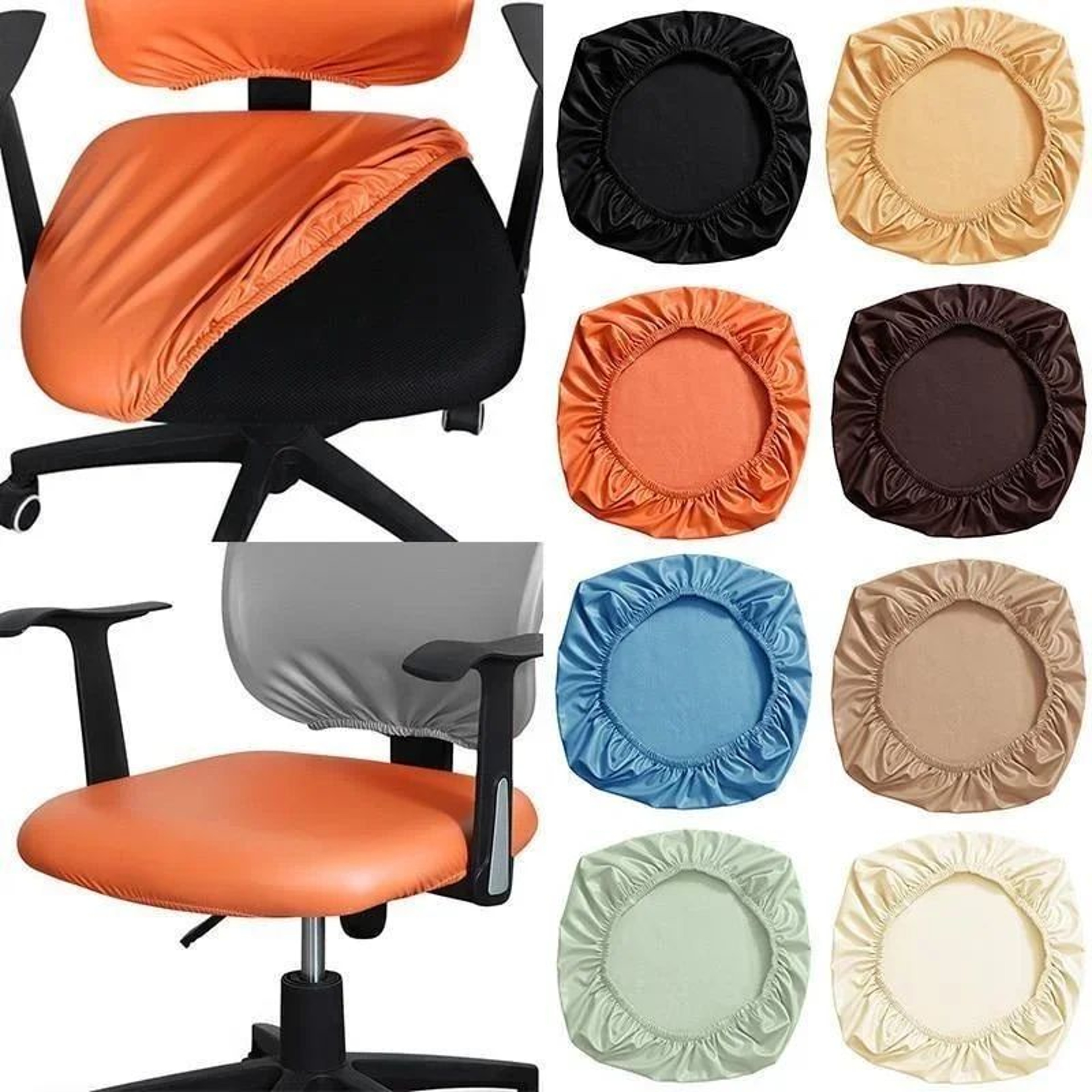 PU Leather Elastic Chair Seat Cover Slipcover  Waterproof Seat Protector For Office Dining Hotel Ch 2