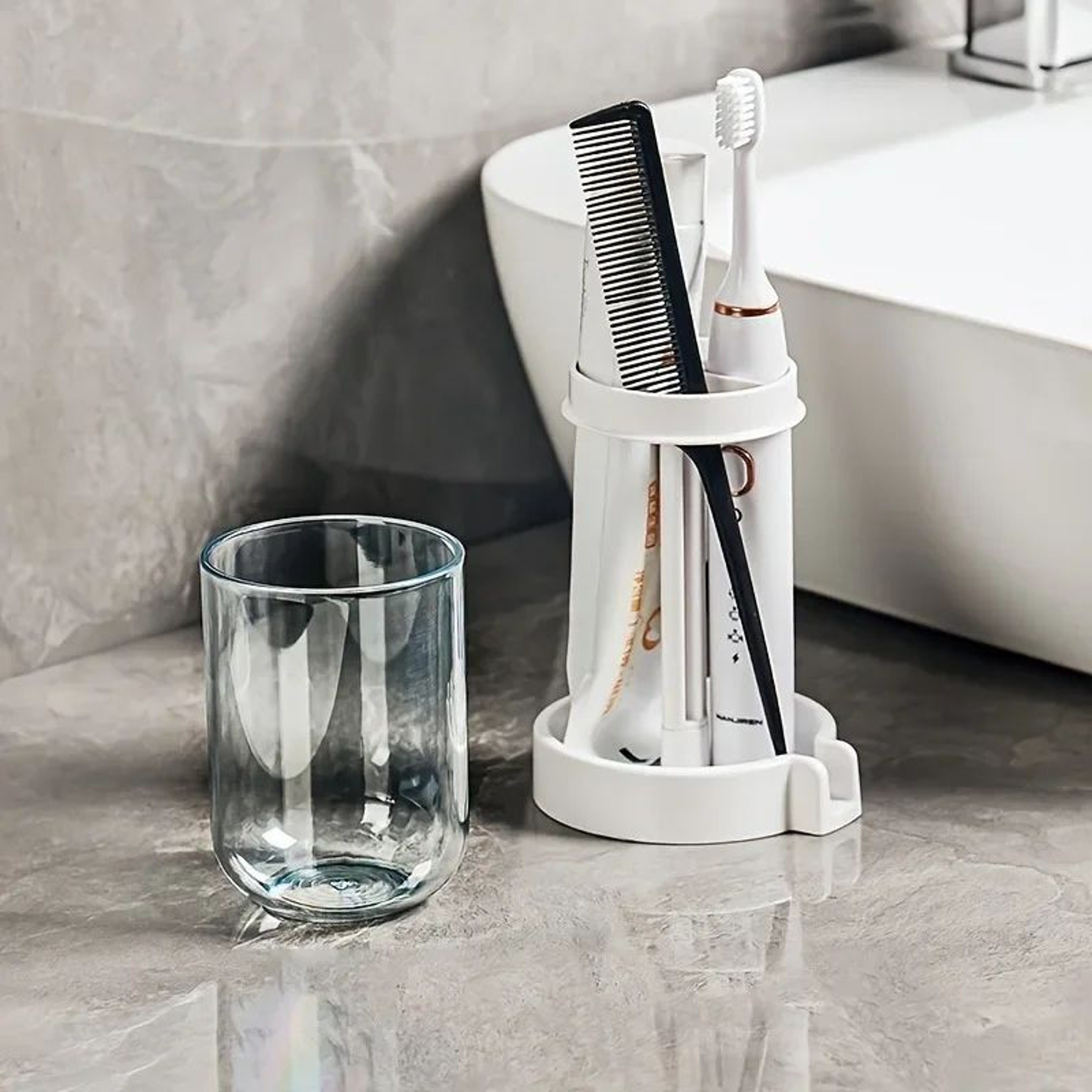 Multifunctional Toothbrush  Toothpaste Holder Set With Dustproof Cover  Bathroom Organizer With Dra 4